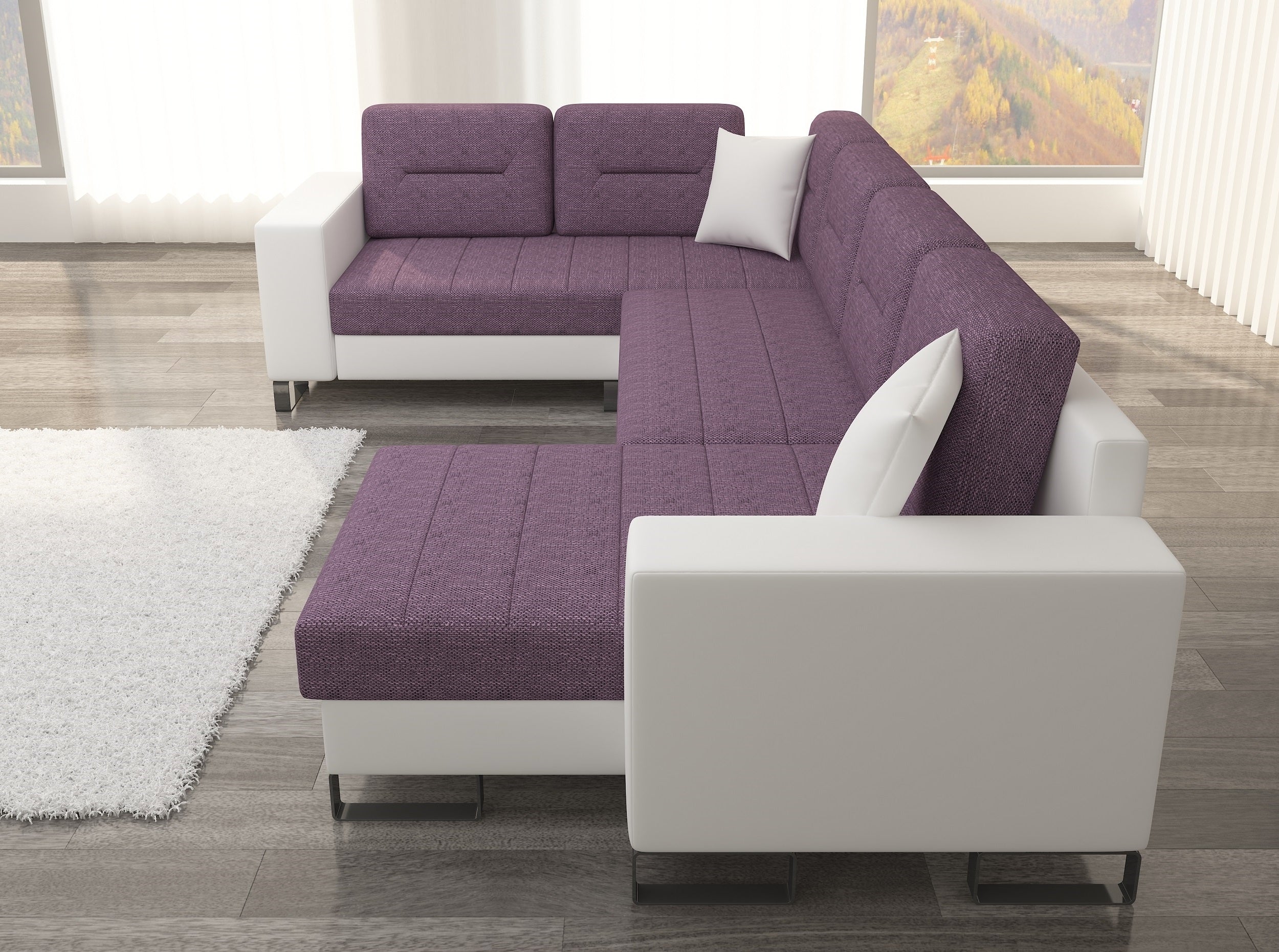 Coltar Extensibil Dora cu Lada de Depozitare, Sezlong pe Dreapta, Perne Incluse, l312xA210xH95 cm (2)