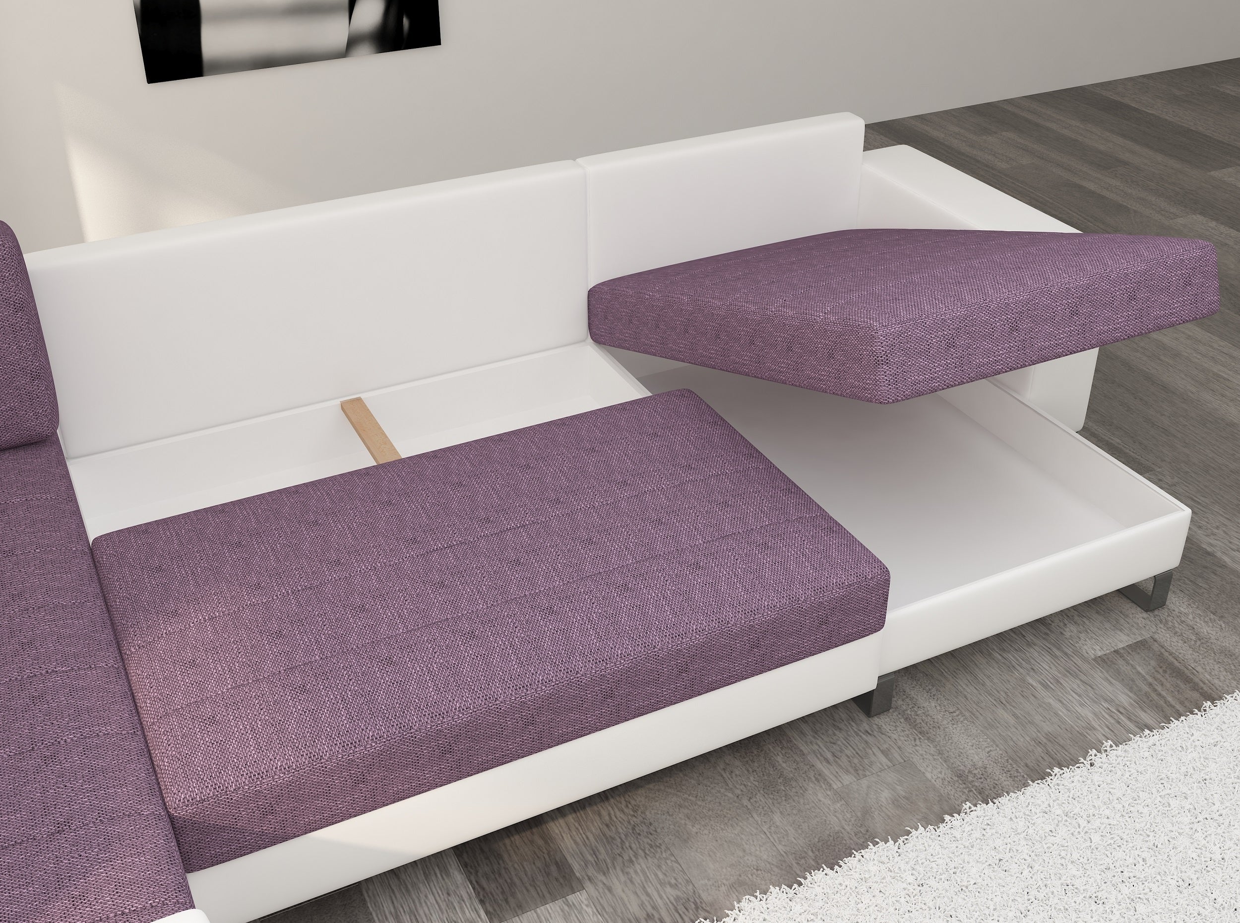 Coltar Extensibil Dora cu Lada de Depozitare, Sezlong pe Stanga, Perne Incluse, l312xA210xH95 cm (5)