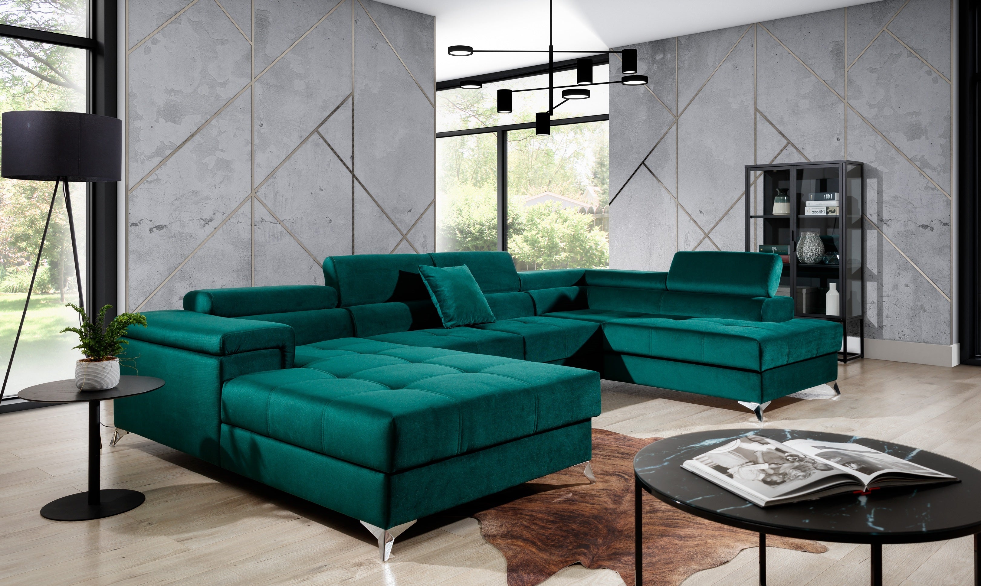 Coltar Extensibil Edward cu Lada de Depozitare, Sezlong pe Dreapta, Tetiere Reglabile, Perne Incluse, l345xA202xH82-90 cm (2)