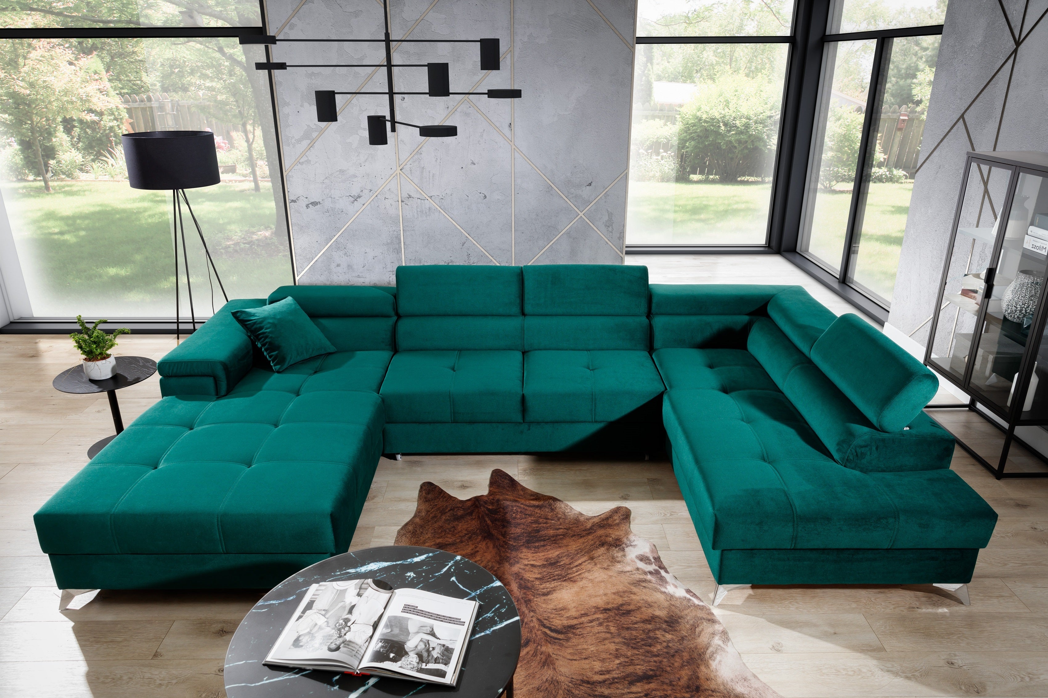 Coltar Extensibil Edward cu Lada de Depozitare, Sezlong pe Dreapta, Tetiere Reglabile, Perne Incluse, l345xA202xH82-90 cm (1)