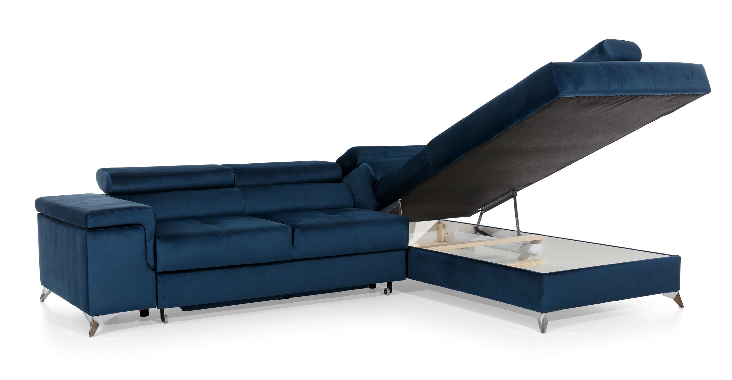 Coltar Extensibil Erika cu Lada de Depozitare, Sezlong pe Dreapta, Tetiere Reglabile, Perna Inclusa, l275xA202xH70-90 cm (4)