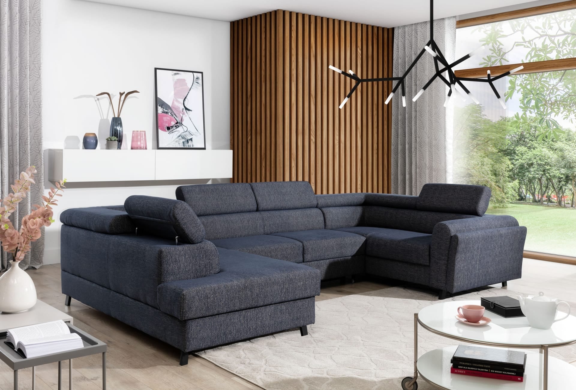 Coltar Extensibil Escape cu Lada de Depozitare, Sezlong pe Stanga, Tetiere Reglabile, l330xA190xH82-98 cm