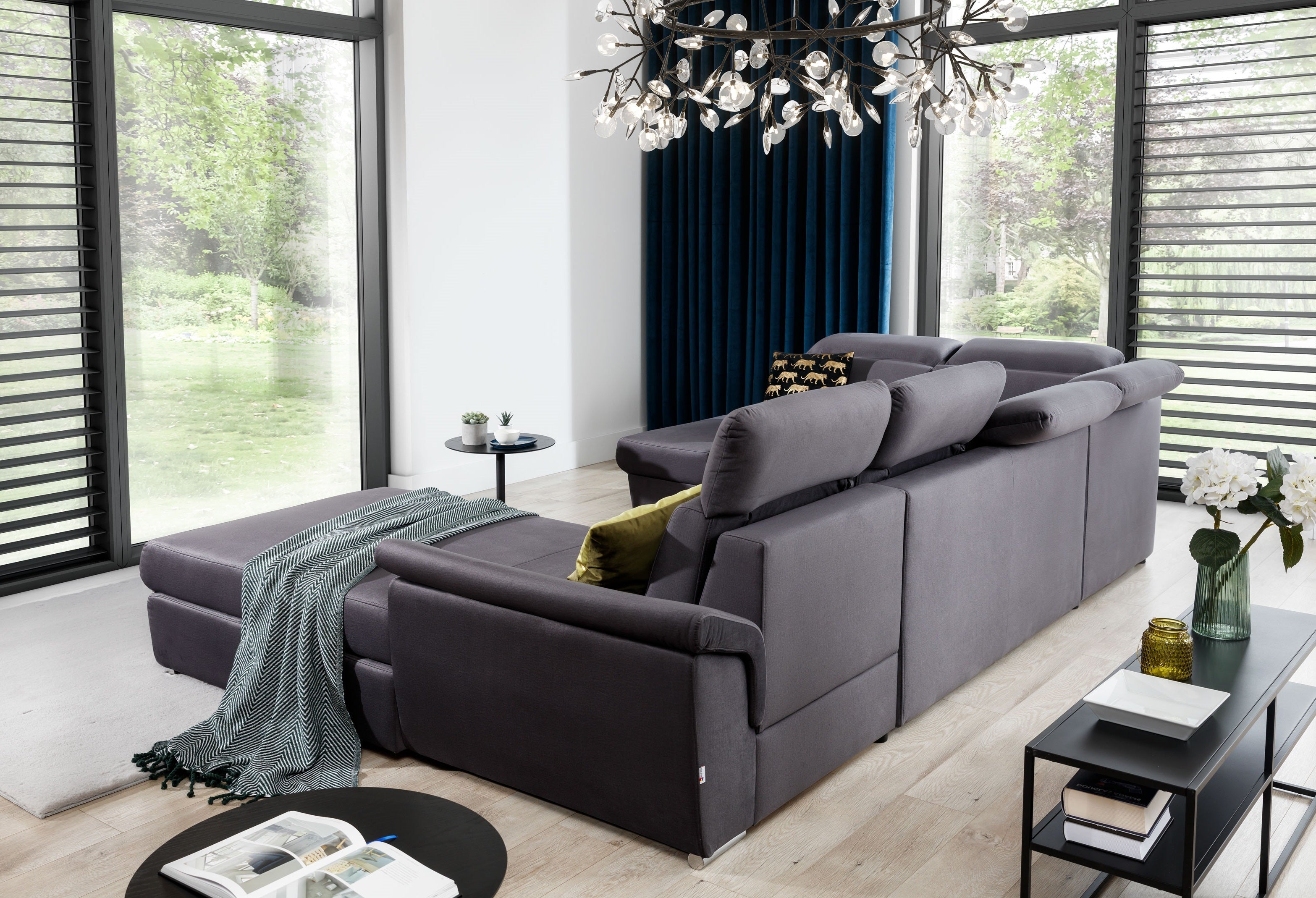 Coltar Extensibil Evon cu Lada de Depozitare, Sezlong pe Dreapta, Tetiere Reglabile, l330xA216xH82-102 cm (3)