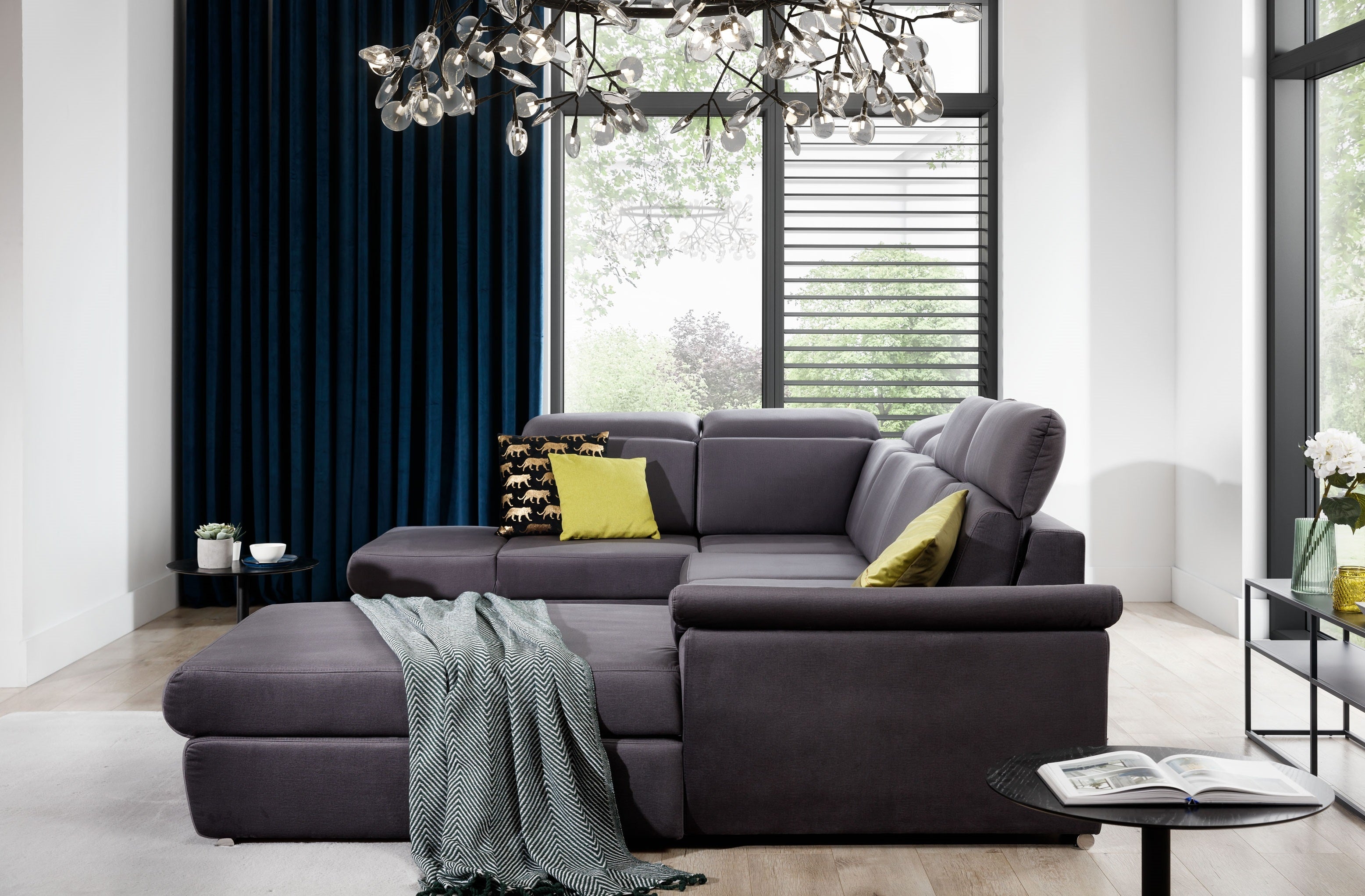 Coltar Extensibil Evon cu Lada de Depozitare, Sezlong pe Dreapta, Tetiere Reglabile, l330xA216xH82-102 cm (2)