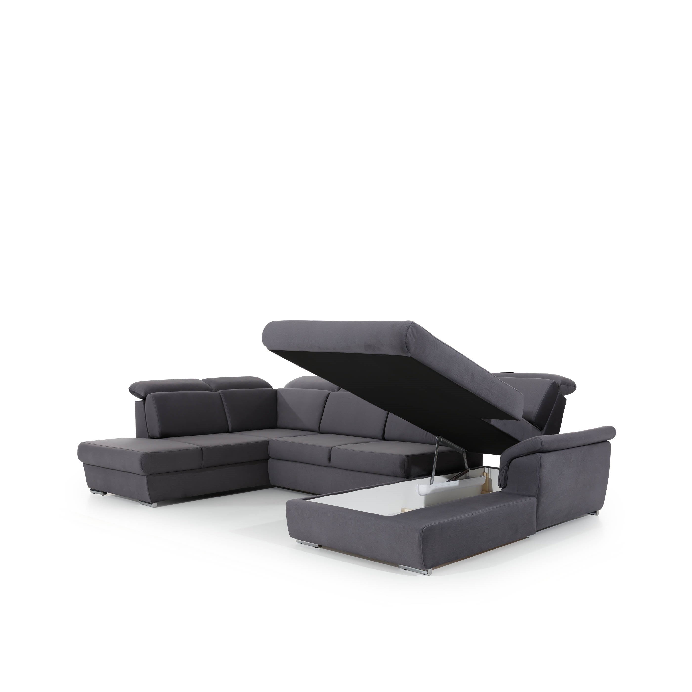 Coltar Extensibil Evon cu Lada de Depozitare, Sezlong pe Dreapta, Tetiere Reglabile, l330xA216xH82-102 cm (14)