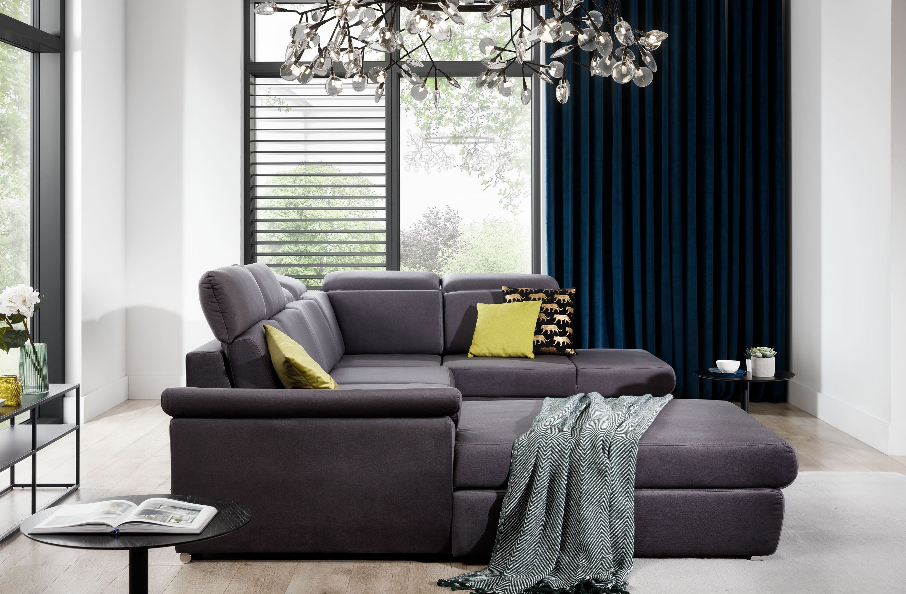 Coltar Extensibil Evon cu Lada de Depozitare, Sezlong pe Stanga, Tetiere Reglabile, l330xA216xH82-102 cm (2)