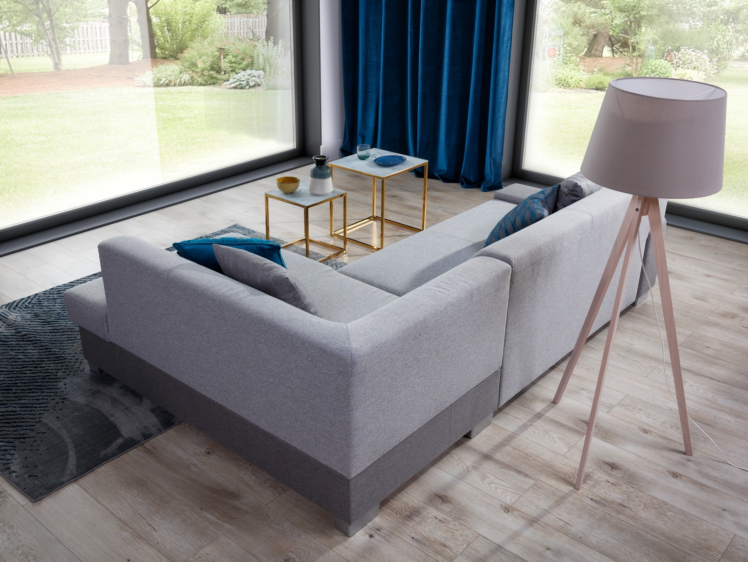 Coltar Extensibil Fabioleta cu Lada de Depozitare, Sezlong pe Dreapta, Perne Incluse, l268xA167xH73 cm (4)