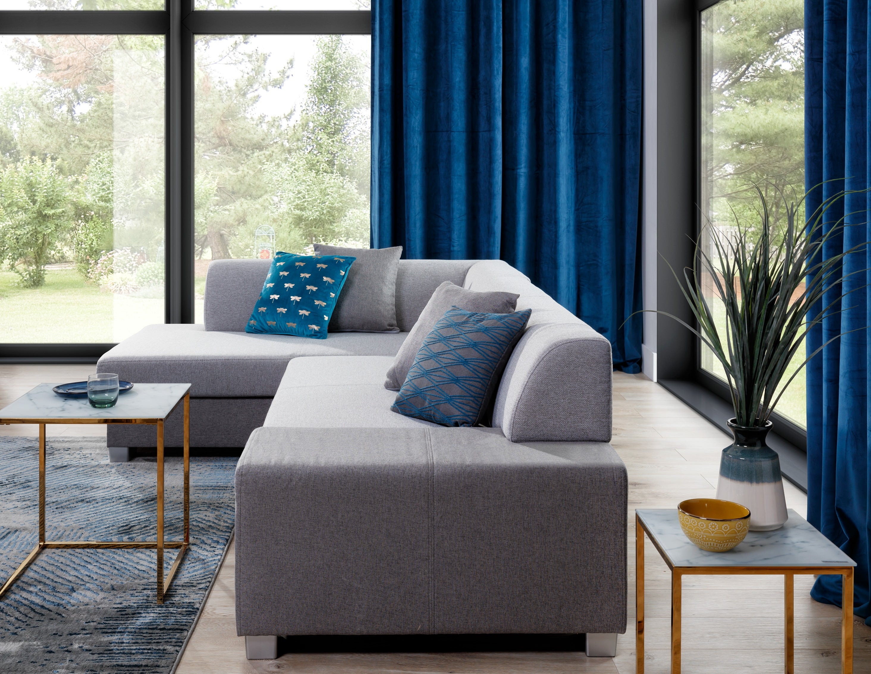 Coltar Extensibil Fabioleta cu Lada de Depozitare, Sezlong pe Stanga, Perne Incluse, l268xA167xH73 cm (2)