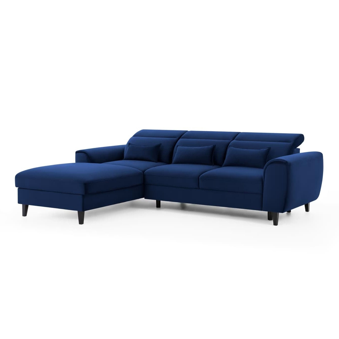 Coltar Extensibil Fobleros Plus Velvet Bleumarin cu Lada de Depozitare, Sezlong pe Stanga, Tetiere Reglabile, l267xA196xH83-100 cm (10)