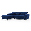 Coltar Extensibil Fobleros Plus Velvet Bleumarin cu Lada de Depozitare, Sezlong pe Stanga, Tetiere Reglabile, l267xA196xH83-100 cm (10)
