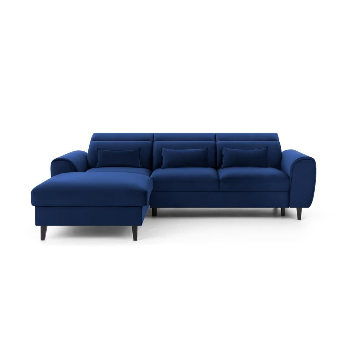Coltar Extensibil Fobleros Plus Velvet Bleumarin cu Lada de Depozitare, Sezlong pe Stanga, Tetiere Reglabile, l267xA196xH83-100 cm (9)