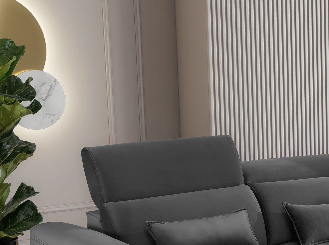 Coltar Extensibil Fobleros Plus Gri Inchis cu Lada de Depozitare, Sezlong pe Dreapta, Tetiere Reglabile, l267xA196xH83-100 cm (6)