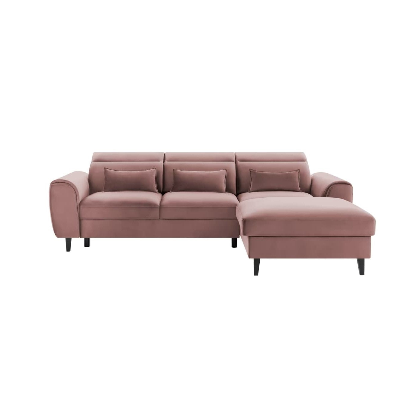 Coltar Extensibil Fobleros Plus Roz Inchis cu Lada de Depozitare, Sezlong pe Dreapta, Tetiere Reglabile, l267xA196xH83-100 cm (10)