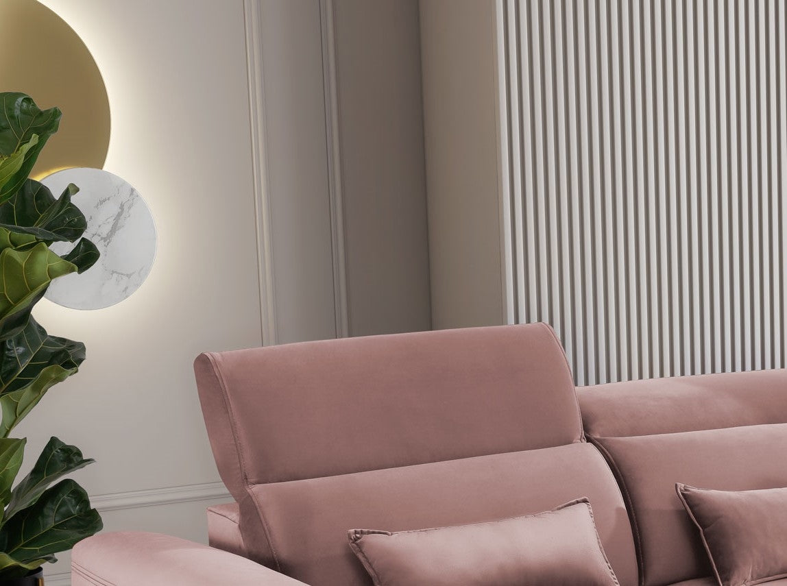 Coltar Extensibil Fobleros Plus Roz Inchis cu Lada de Depozitare, Sezlong pe Dreapta, Tetiere Reglabile, l267xA196xH83-100 cm (6)