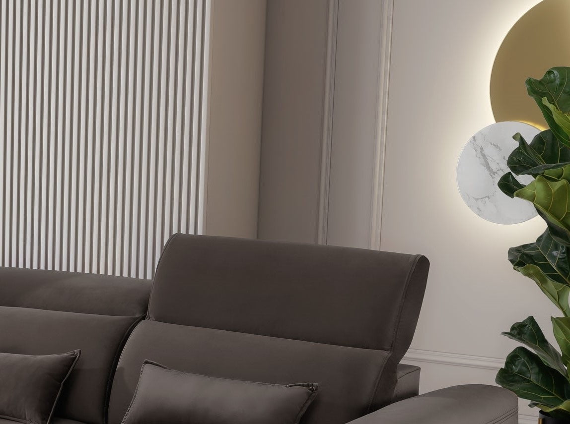 Coltar Extensibil Fobleros Plus Velvet Maro Inchis cu Lada de Depozitare, Sezlong pe Stanga, Tetiere Reglabile, l267xA196xH83-100 cm (6)