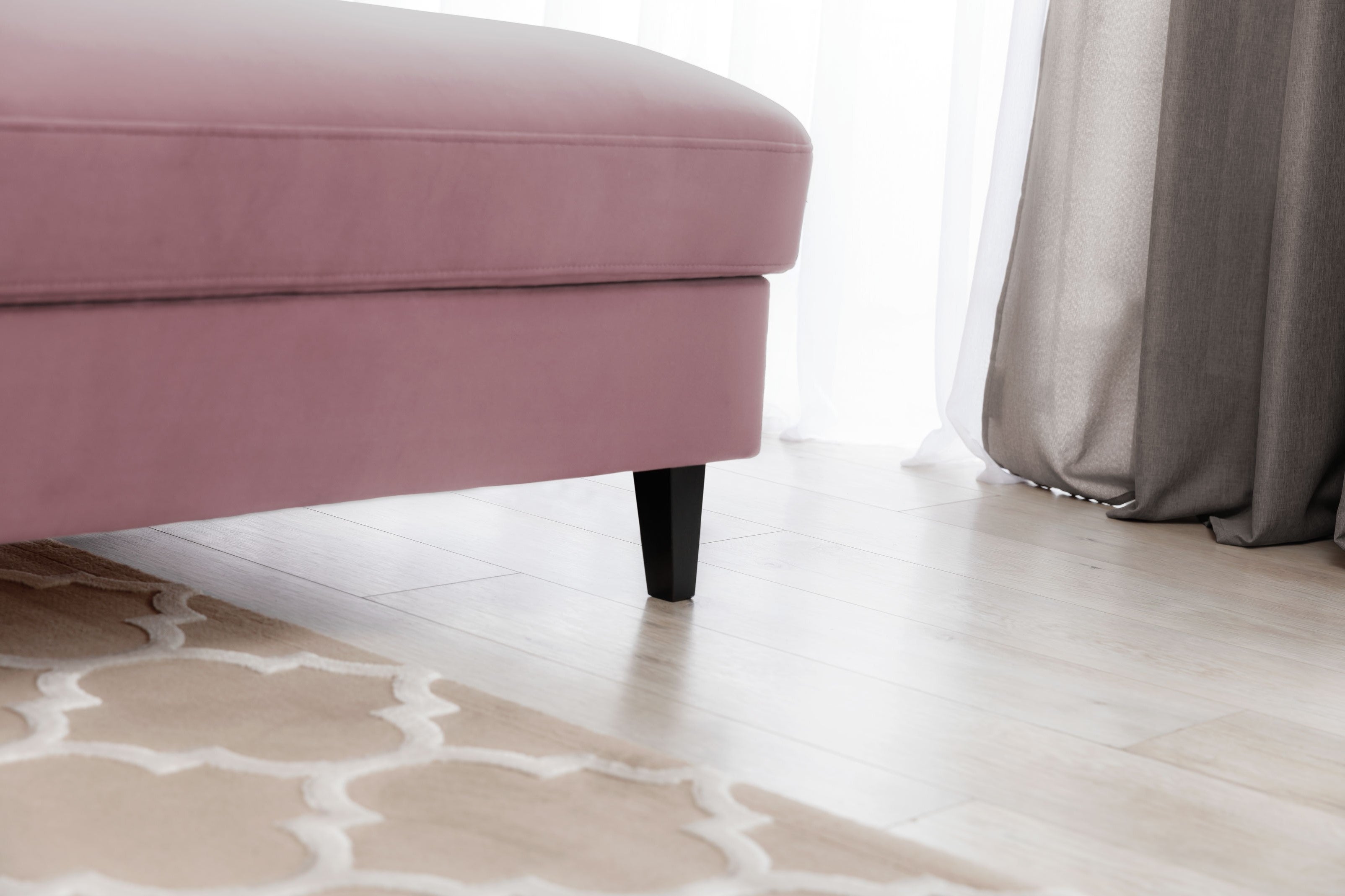 Coltar Extensibil Fobleros Plus Velvet Roz, cu Lada de Depozitare, Sezlong pe Dreapta, Tetiere Reglabile, l267xA196xH83-100 cm (7)