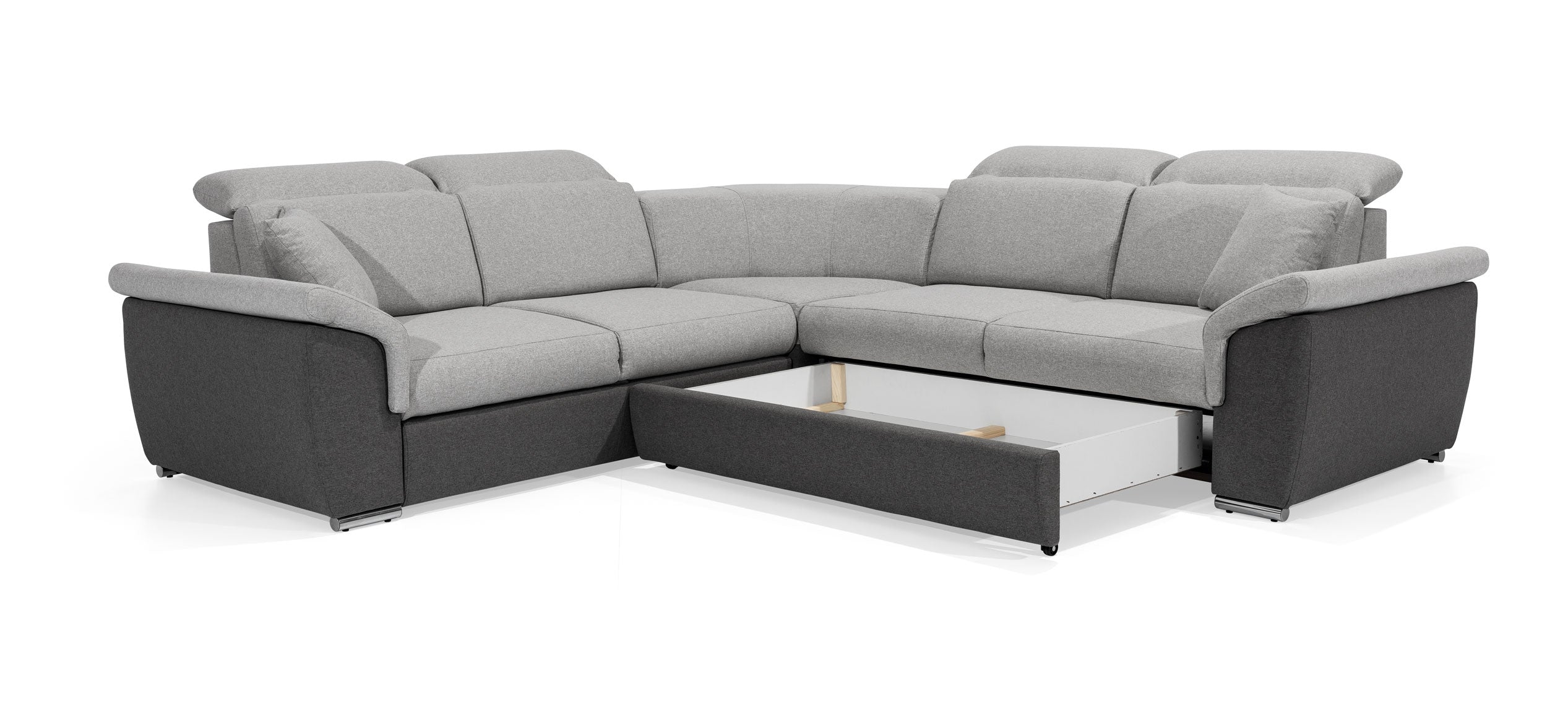 Coltar Extensibil Frederick cu Sertar de Depozitare, Sezlong Simetric, Tetiere Reglabile, l268xA268xH82-102 cm (6)