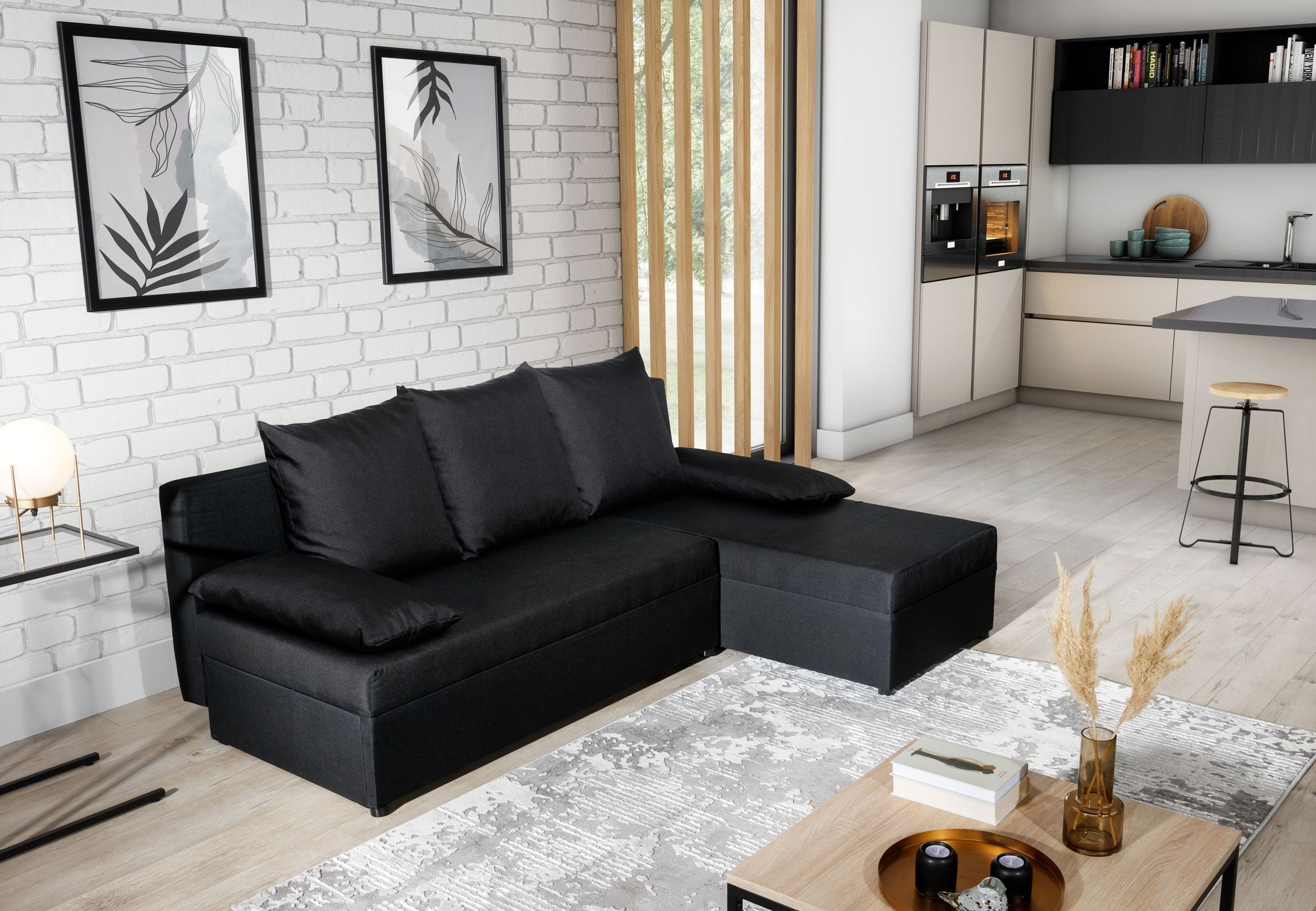 Coltar Extensibil Gina cu Lada de Depozitare, Sezlong Universal (pe Stanga sau pe Dreapta), l206xA146xH90 cm (2)