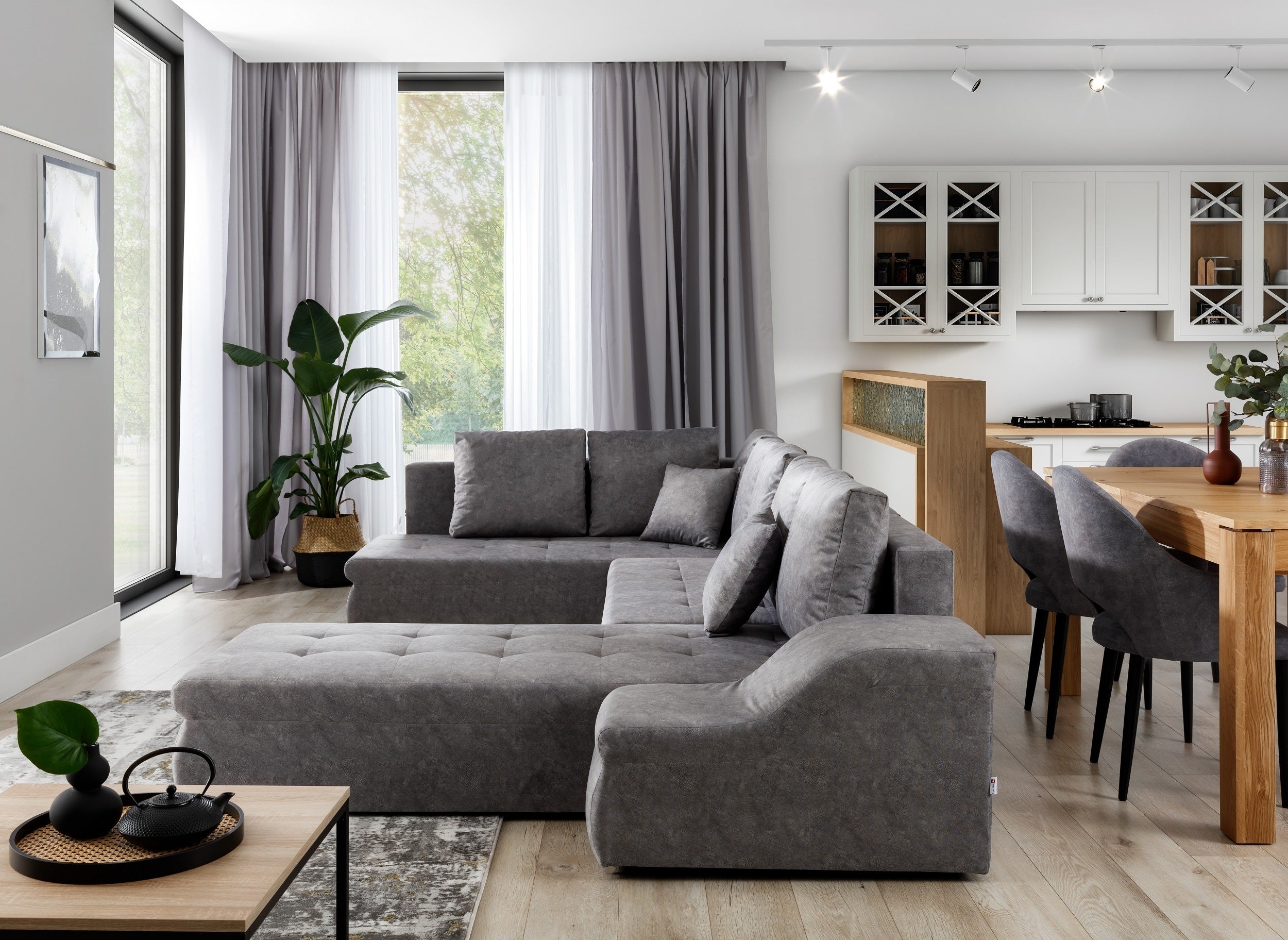 Coltar Extensibil Giorgio cu Lada de Depozitare, Sezlong pe Dreapta, Perne Incluse, l340xA200xH88 cm (4)