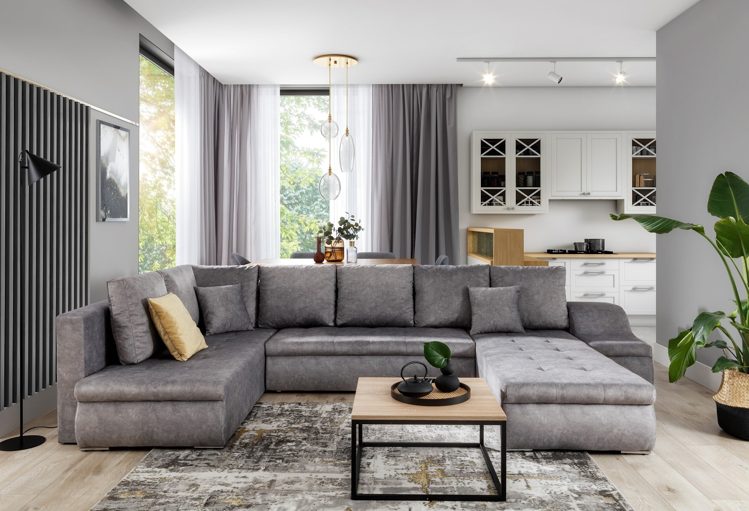 Coltar Extensibil Giorgio cu Lada de Depozitare, Sezlong pe Dreapta, Perne Incluse, l340xA200xH88 cm