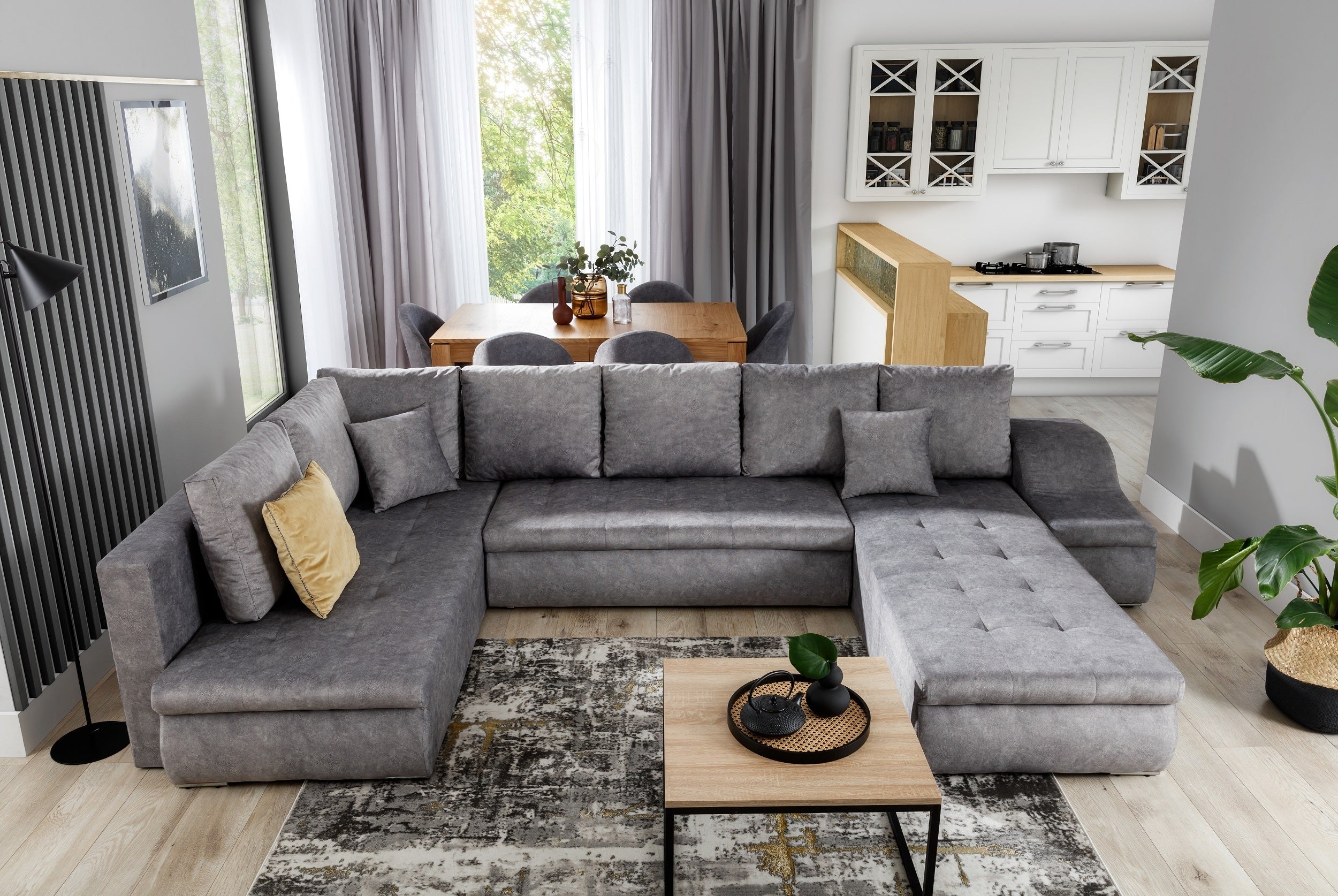 Coltar Extensibil Giorgio cu Lada de Depozitare, Sezlong pe Dreapta, Perne Incluse, l340xA200xH88 cm (1)