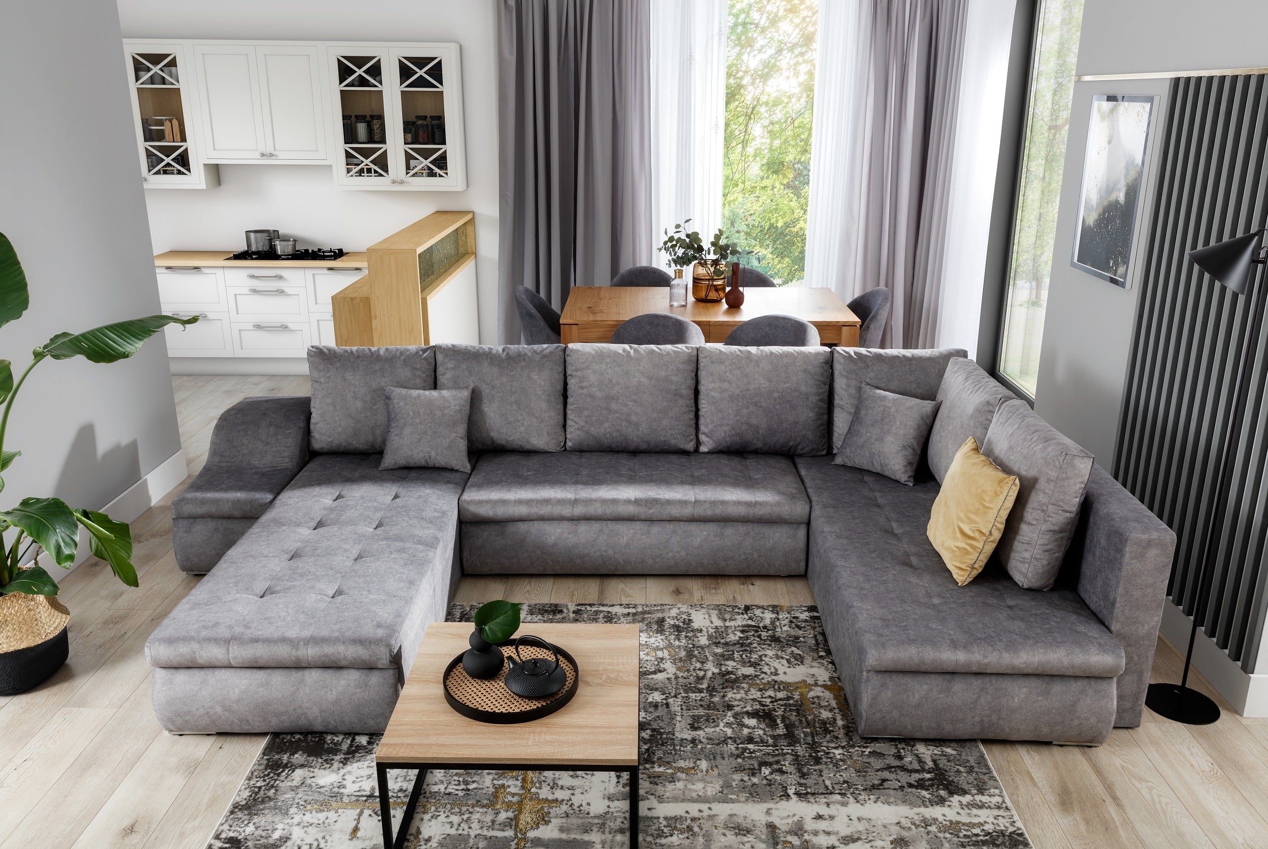 Coltar Extensibil Giorgio cu Lada de Depozitare, Sezlong pe Stanga, Perne Incluse, l340xA200xH88 cm (1)