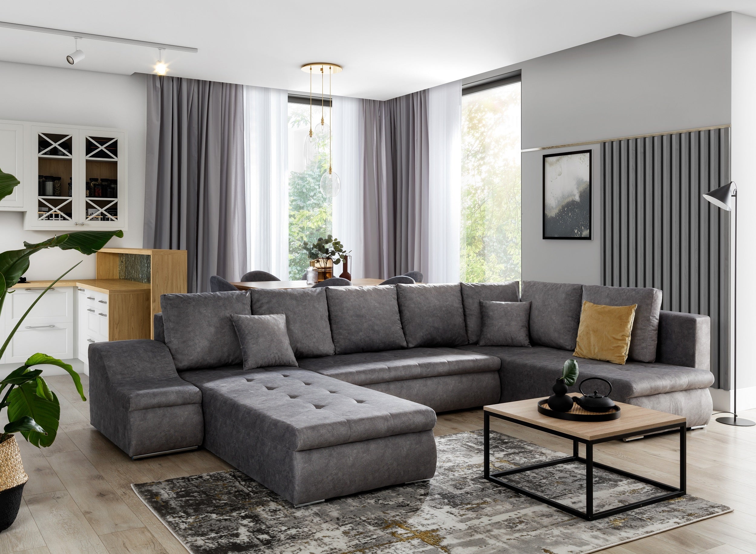 Coltar Extensibil Giorgio cu Lada de Depozitare, Sezlong pe Stanga, Perne Incluse, l340xA200xH88 cm (2)