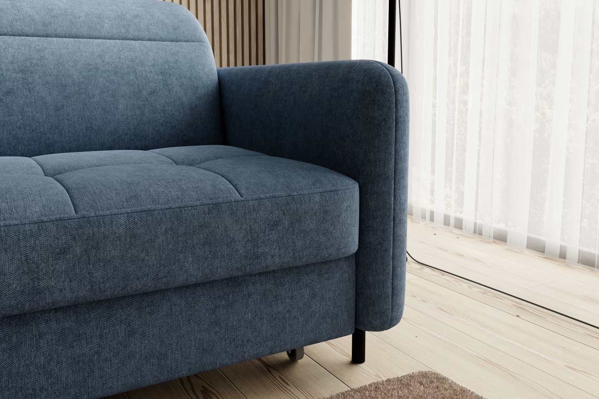 Coltar Extensibil Gomez Plus Albastru Inchis cu Lada de Depozitare, Sezlong pe Stanga, Tetiere Reglabile, l228xA165xH92-100 cm (5)