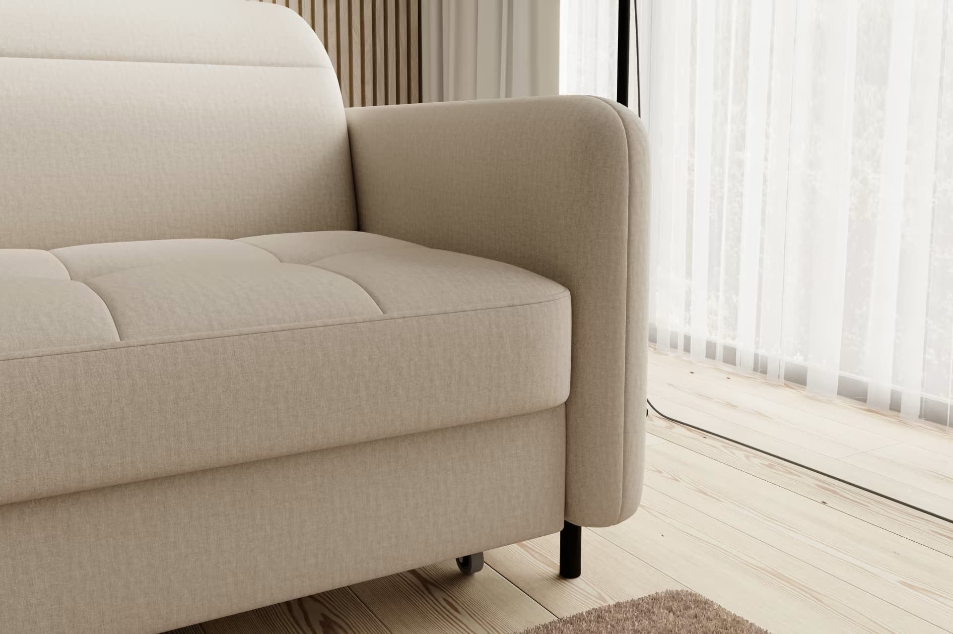 Coltar Extensibil Gomez Plus Bej cu Lada de Depozitare, Sezlong pe Stanga, Tetiere Reglabile, l228xA165xH92-100 cm (5)