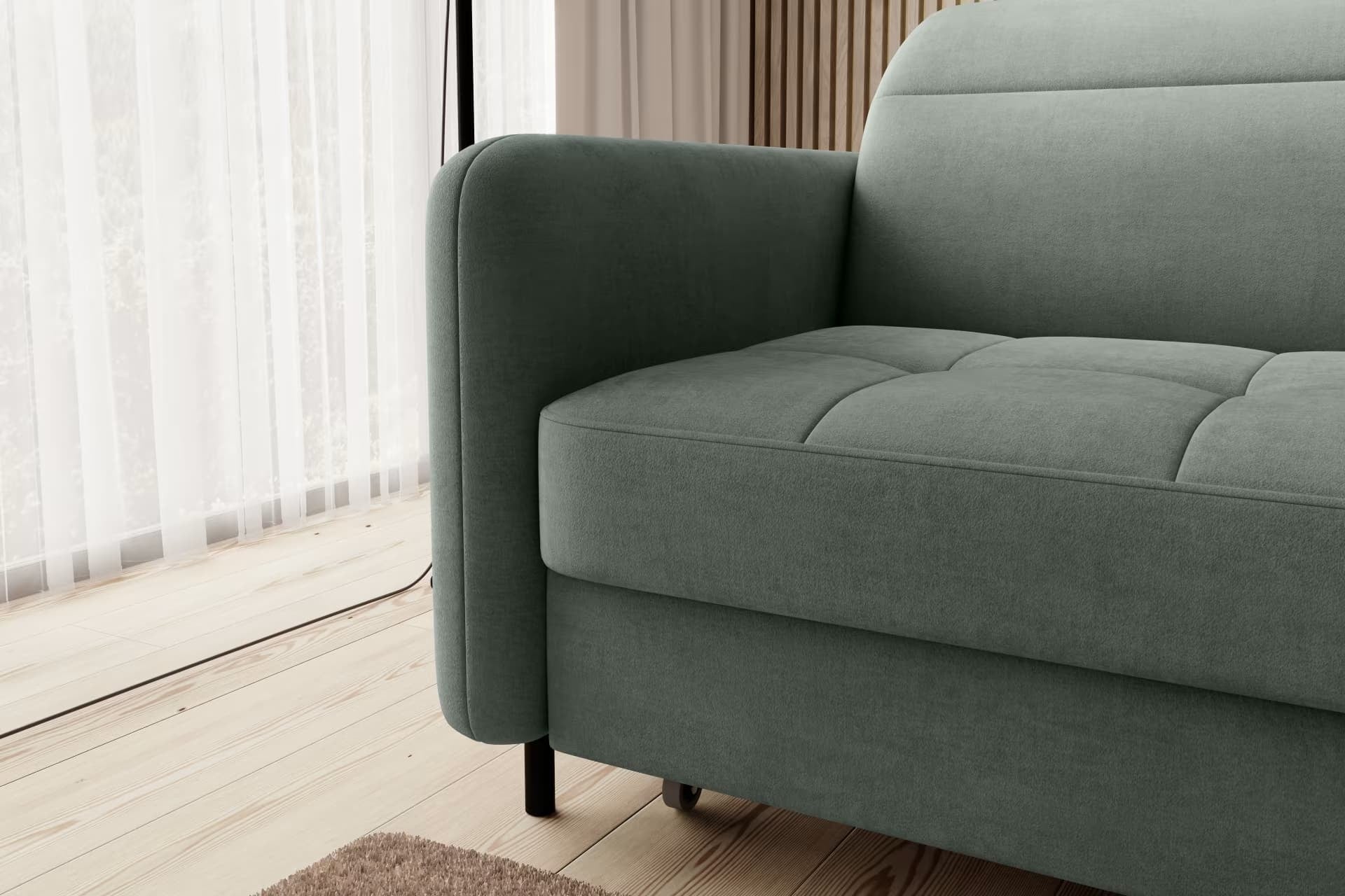 Coltar Extensibil Gomez Plus Verde cu Lada de Depozitare, Sezlong pe Dreapta, Tetiere Reglabile, l228xA165xH92-100 cm (3)