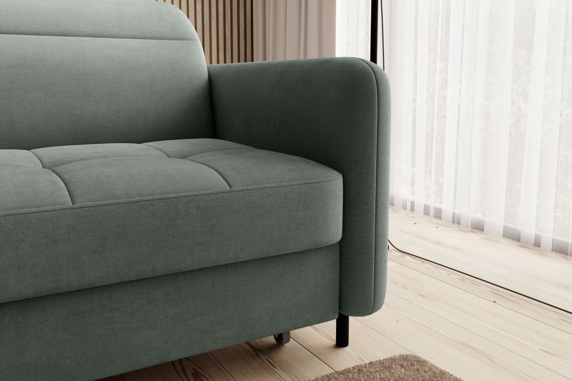 Coltar Extensibil Gomez Plus Verde cu Lada de Depozitare, Sezlong pe Stanga, Tetiere Reglabile, l228xA165xH92-100 cm (5)