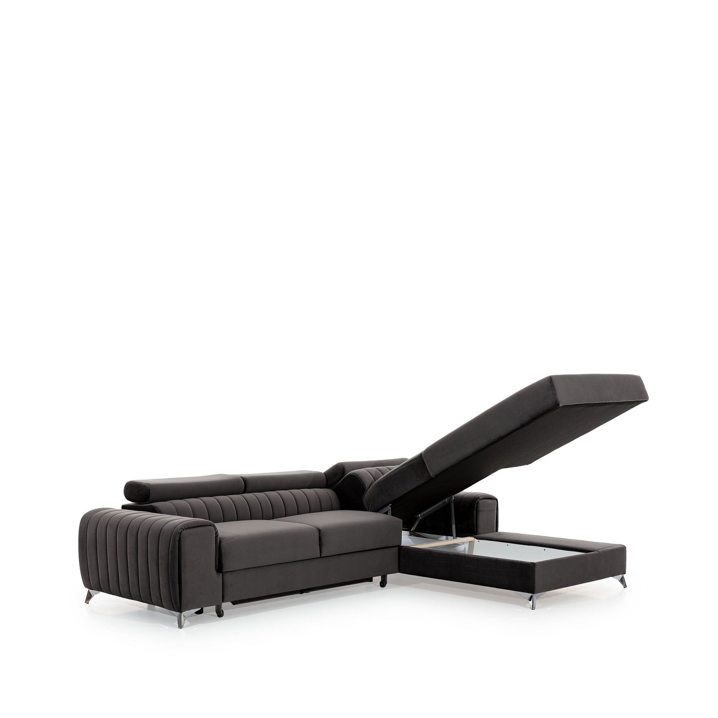 Coltar Extensibil Greyston cu Lada de Depozitare, Sezlong pe Dreapta, Tetiere Reglabile, l275xA205xH69-98 cm (13)