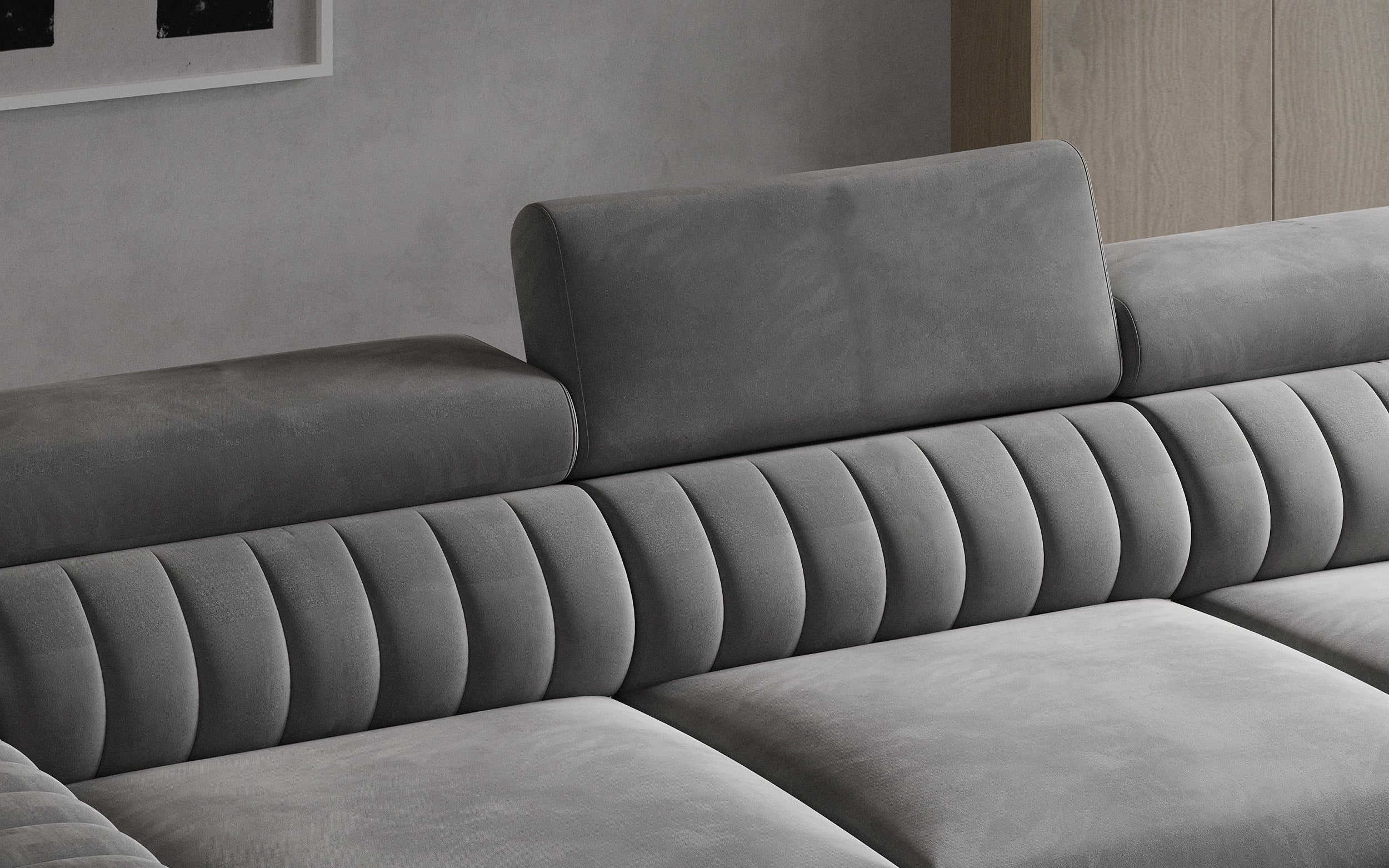 Coltar Extensibil Greyston cu Lada de Depozitare, Sezlong pe Dreapta, Tetiere Reglabile, l275xA205xH69-98 cm (7)