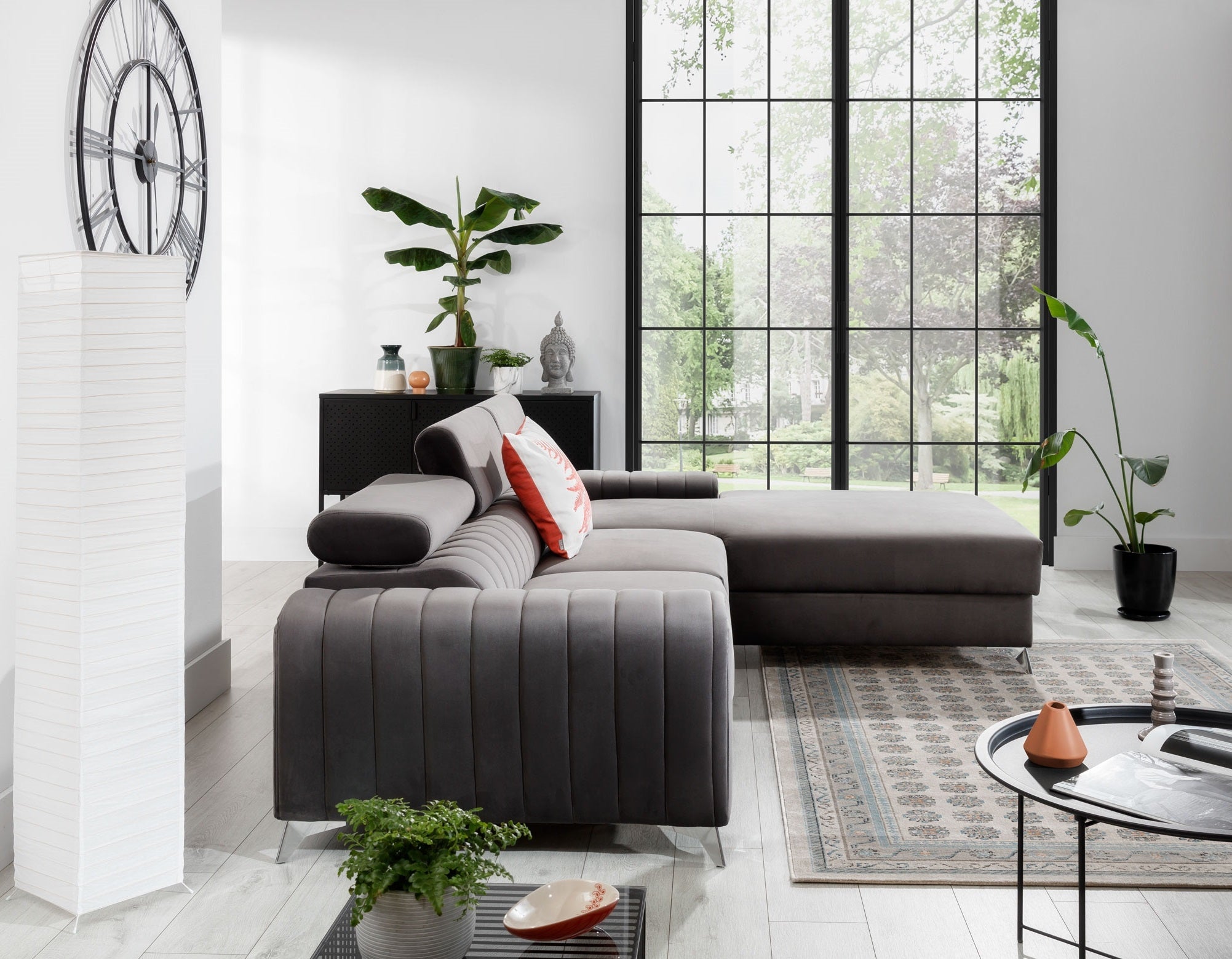 Coltar Extensibil Greyston cu Lada de Depozitare, Sezlong pe Dreapta, Tetiere Reglabile, l275xA205xH69-98 cm (2)