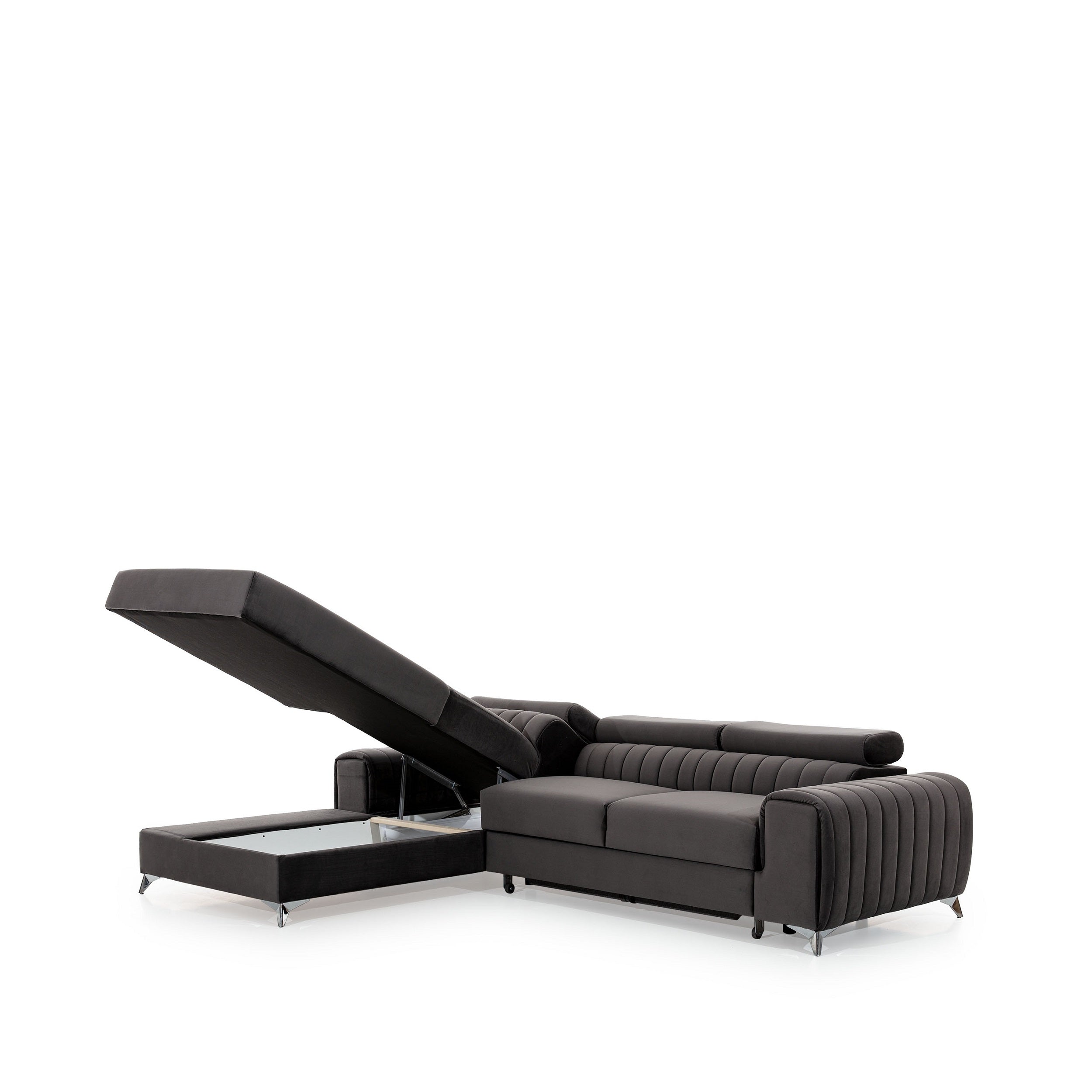 Coltar Extensibil Greyston cu Lada de Depozitare, Sezlong pe Stanga, Tetiere Reglabile, l275xA205xH69-98 cm (13)