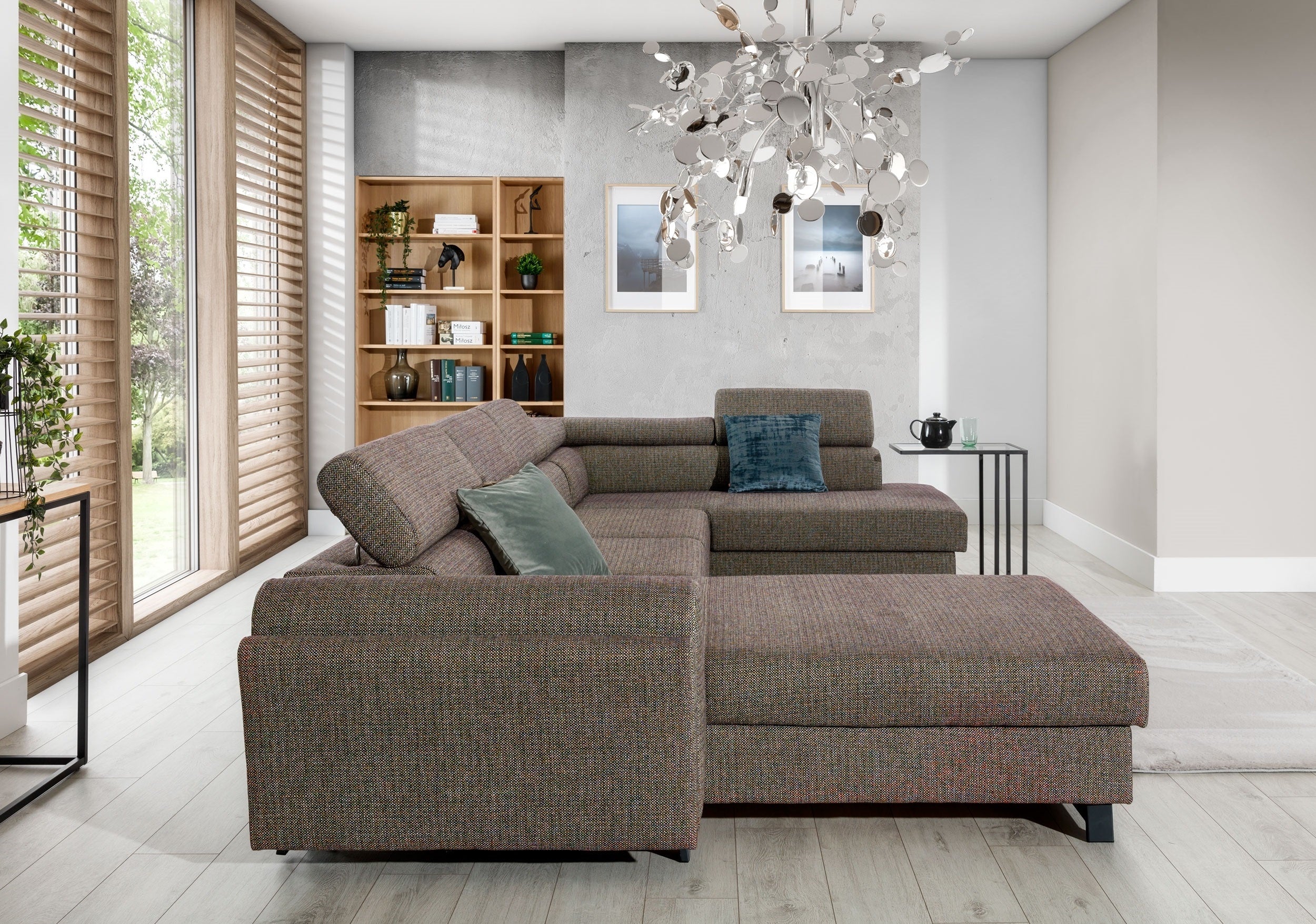 Coltar Extensibil Joseph cu Lada de Depozitare, Sezlong pe Dreapta, Tetiere Reglabile, l370xA190xH69-98 cm