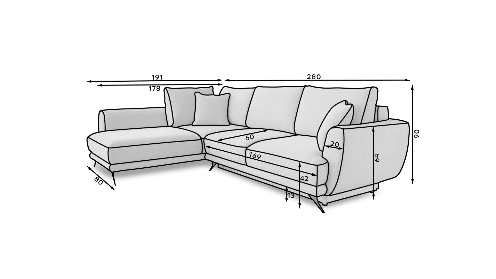 Coltar Extensibil Lara cu Lada de Depozitare, Sezlong pe Dreapta, Perne Incluse, l280xA191xH90 cm (11)
