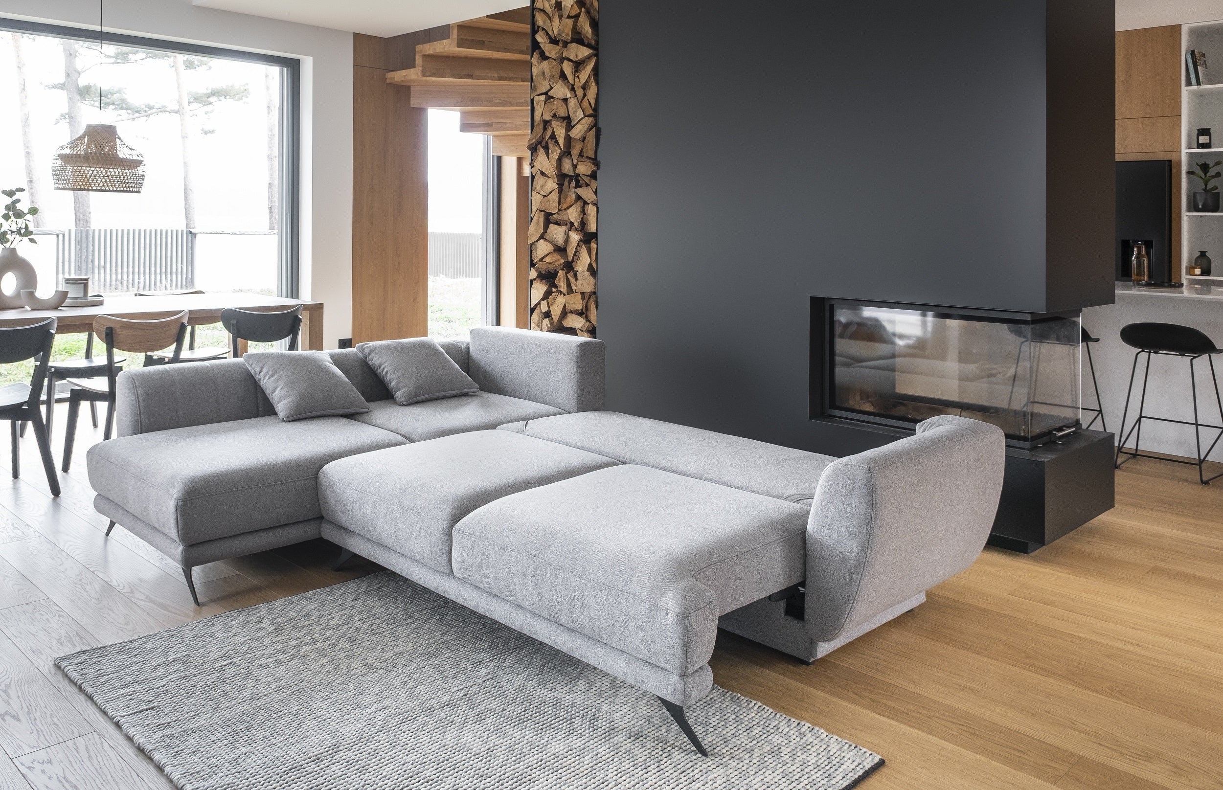 Coltar Extensibil Lara cu Lada de Depozitare, Sezlong pe Stanga, Perne Incluse, l280xA191xH90 cm (2)