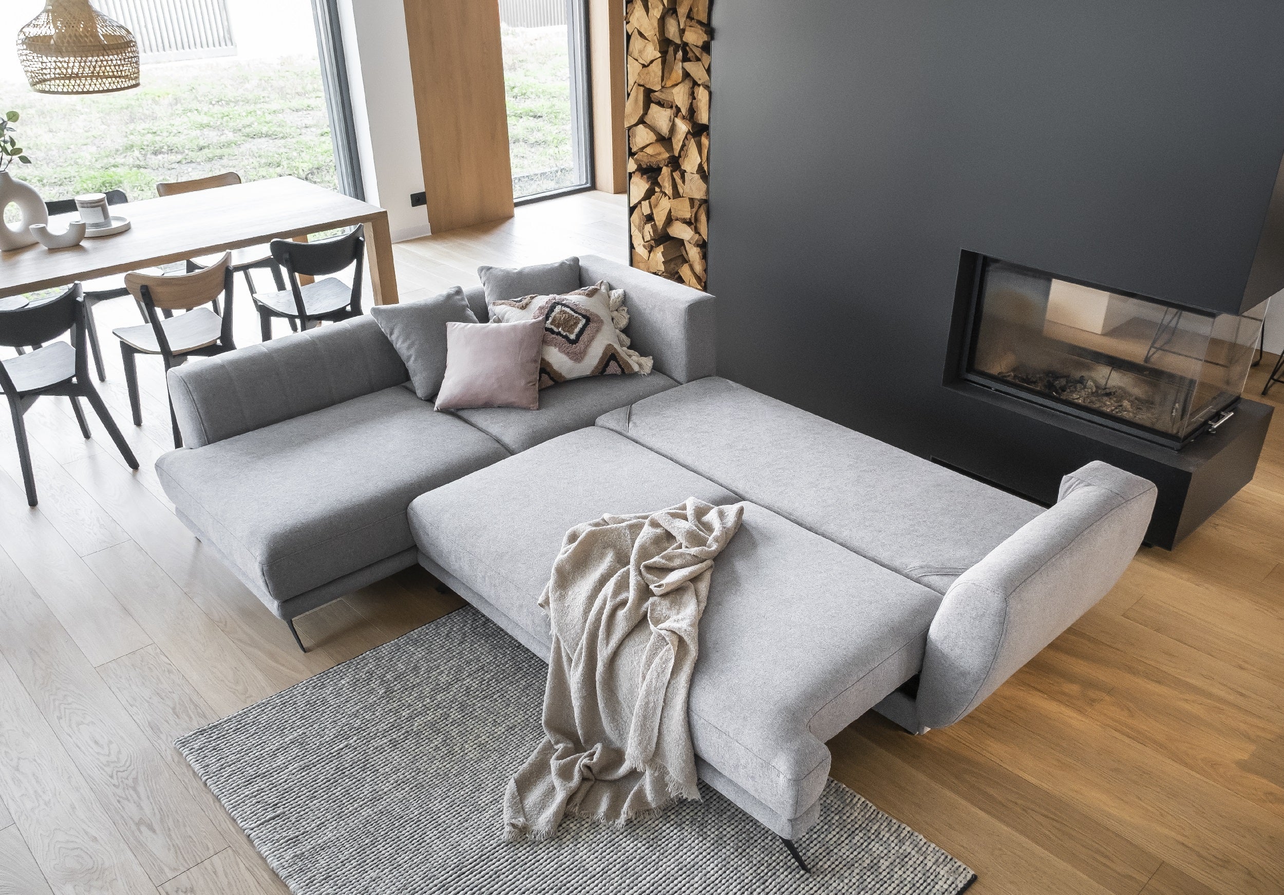 Coltar Extensibil Lara cu Lada de Depozitare, Sezlong pe Stanga, Perne Incluse, l280xA191xH90 cm (3)