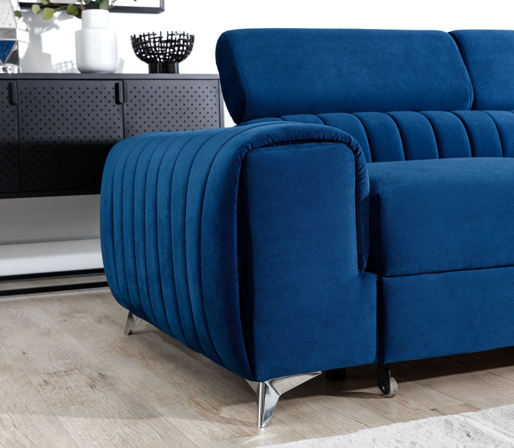 Coltar Extensibil Laurette cu Lada de Depozitare, Sezlong pe Dreapta, Tetiere Reglabile, l275xA205xH69-98 cm (5)