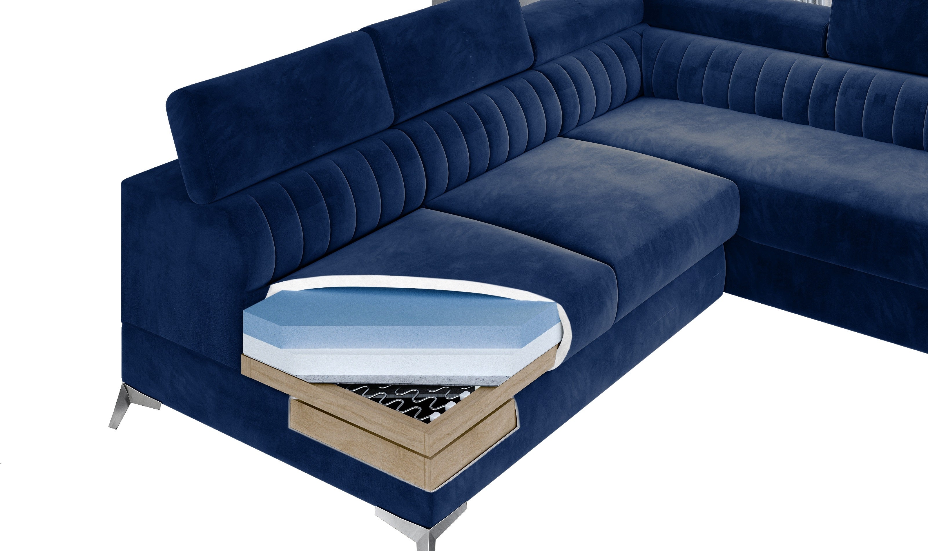 Coltar Extensibil Laurette cu Lada de Depozitare, Sezlong pe Dreapta, Tetiere Reglabile, l275xA205xH69-98 cm (15)