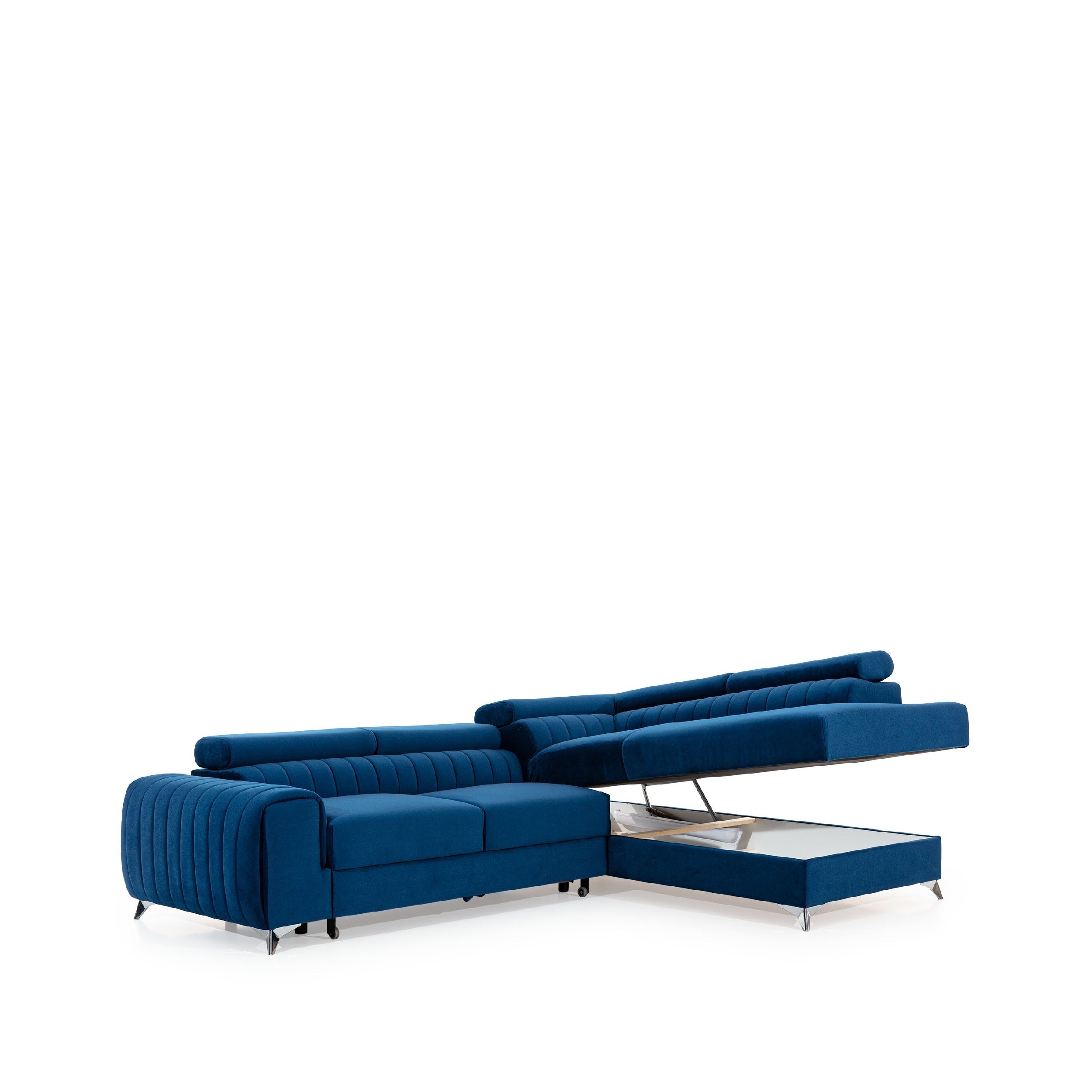 Coltar Extensibil Laurette cu Lada de Depozitare, Sezlong pe Dreapta, Tetiere Reglabile, l275xA205xH69-98 cm (13)