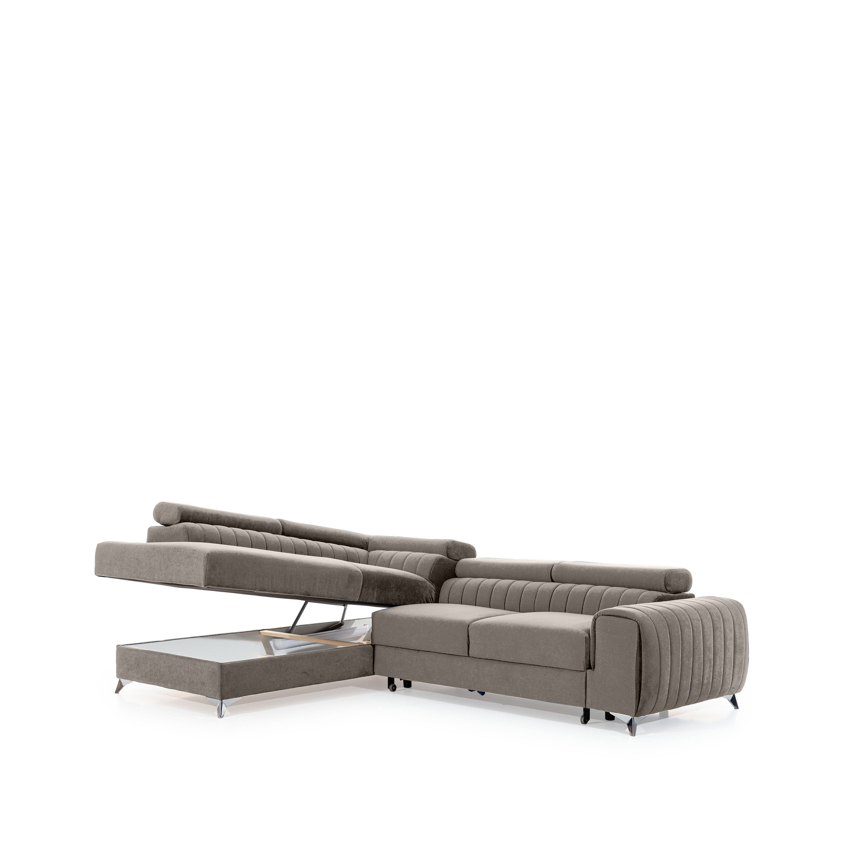 Coltar Extensibil Laurette cu Lada de Depozitare, Sezlong pe Stanga, Tetiere Reglabile, l275xA205xH69-98 cm-Paros02 (3)