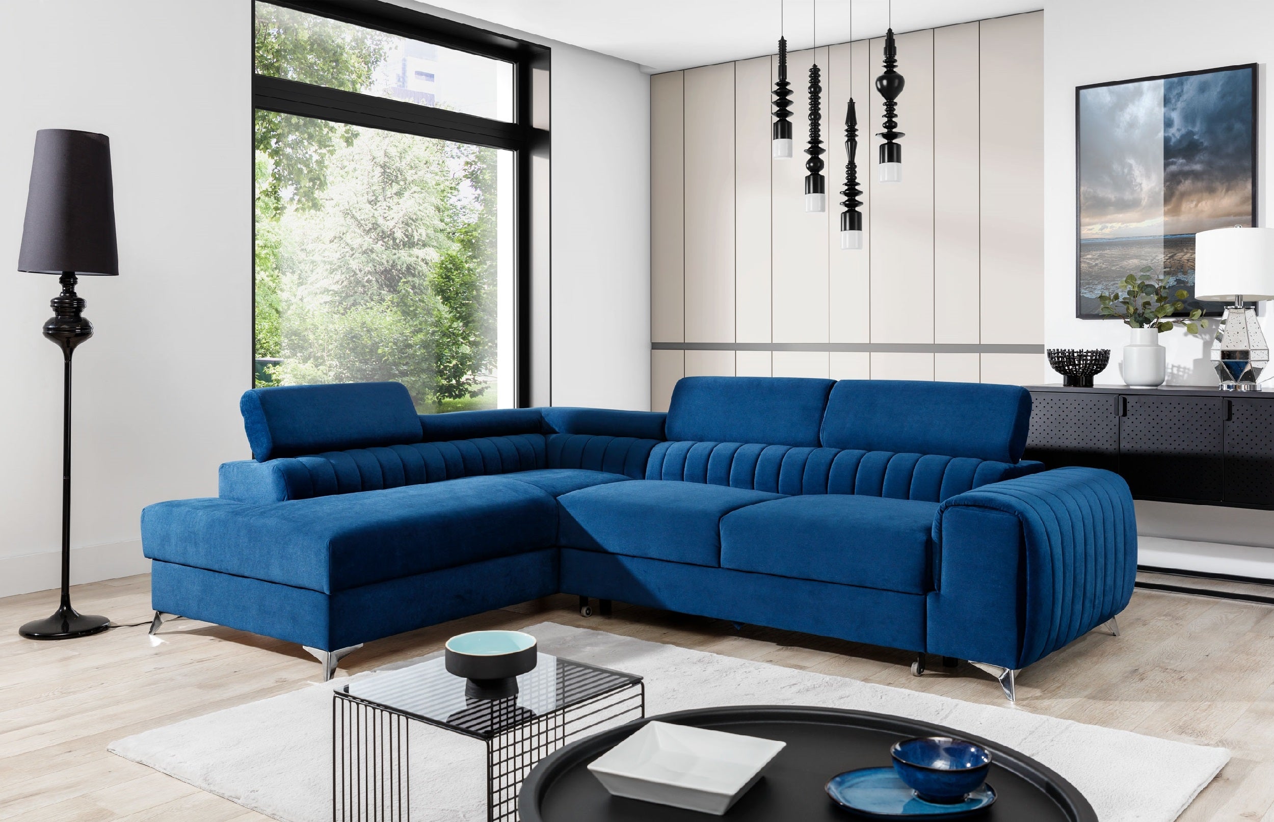 Coltar Extensibil Laurette cu Lada de Depozitare, Sezlong pe Stanga, Tetiere Reglabile, l275xA205xH69-98 cm (2)