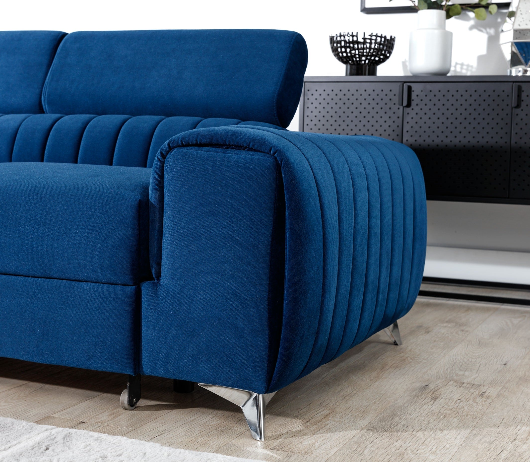 Coltar Extensibil Laurette cu Lada de Depozitare, Sezlong pe Stanga, Tetiere Reglabile, l275xA205xH69-98 cm (5)