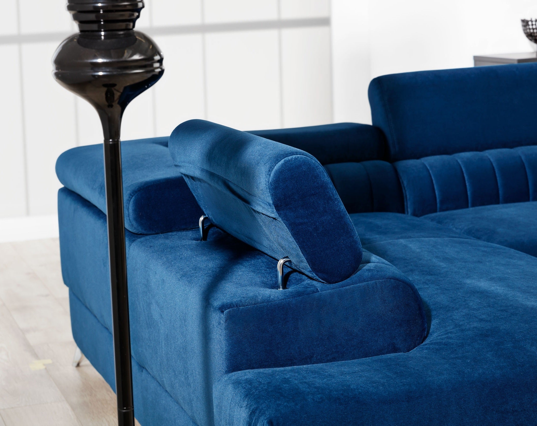 Coltar Extensibil Laurette cu Lada de Depozitare, Sezlong pe Stanga, Tetiere Reglabile, l275xA205xH69-98 cm (8)