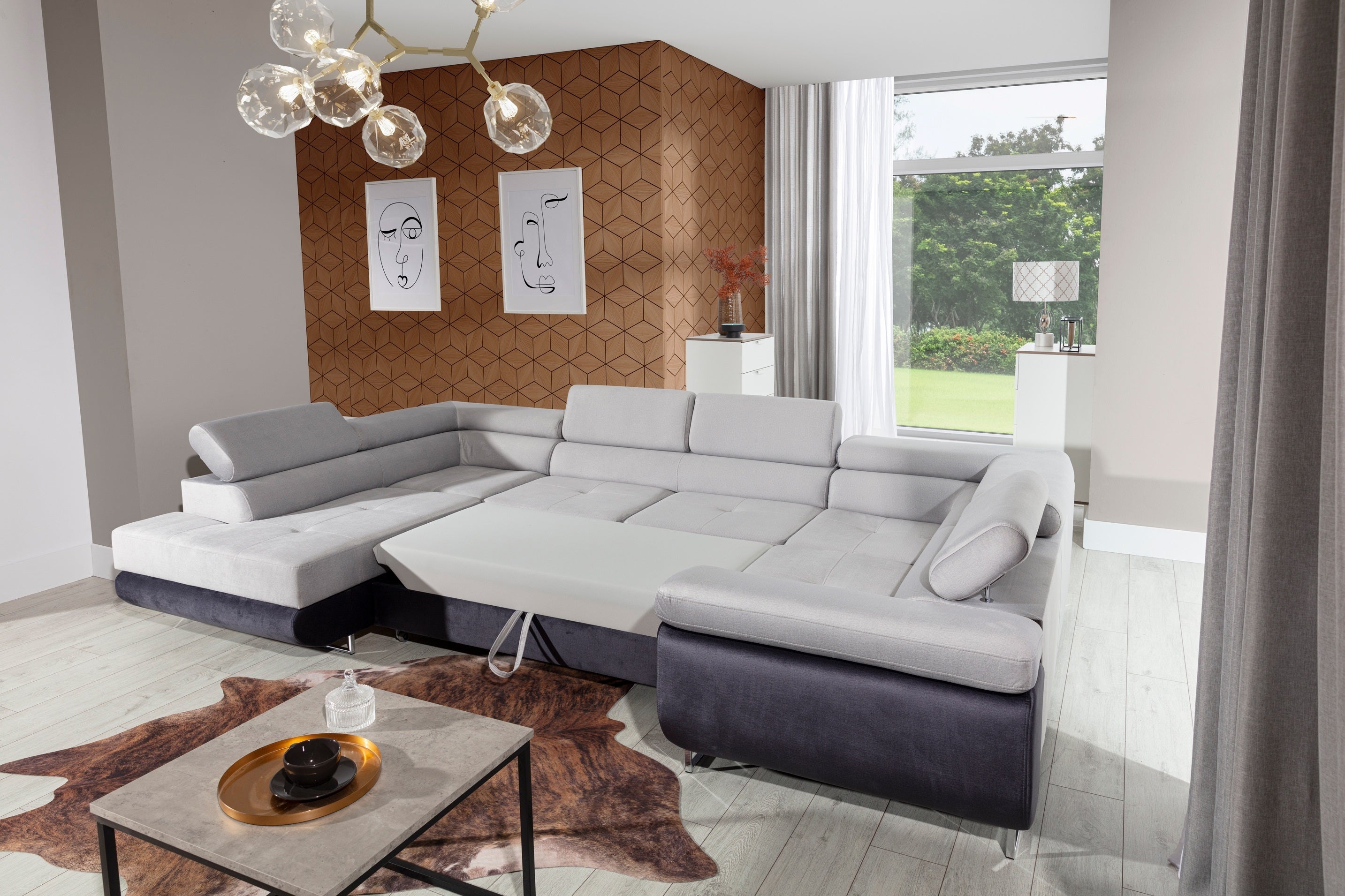 Coltar Extensibil Lettan cu Lada de Depozitare, Sezlong pe Stanga, Tetiere Reglabile, Perne Incluse, l340xA202xH70-90 cm (3)