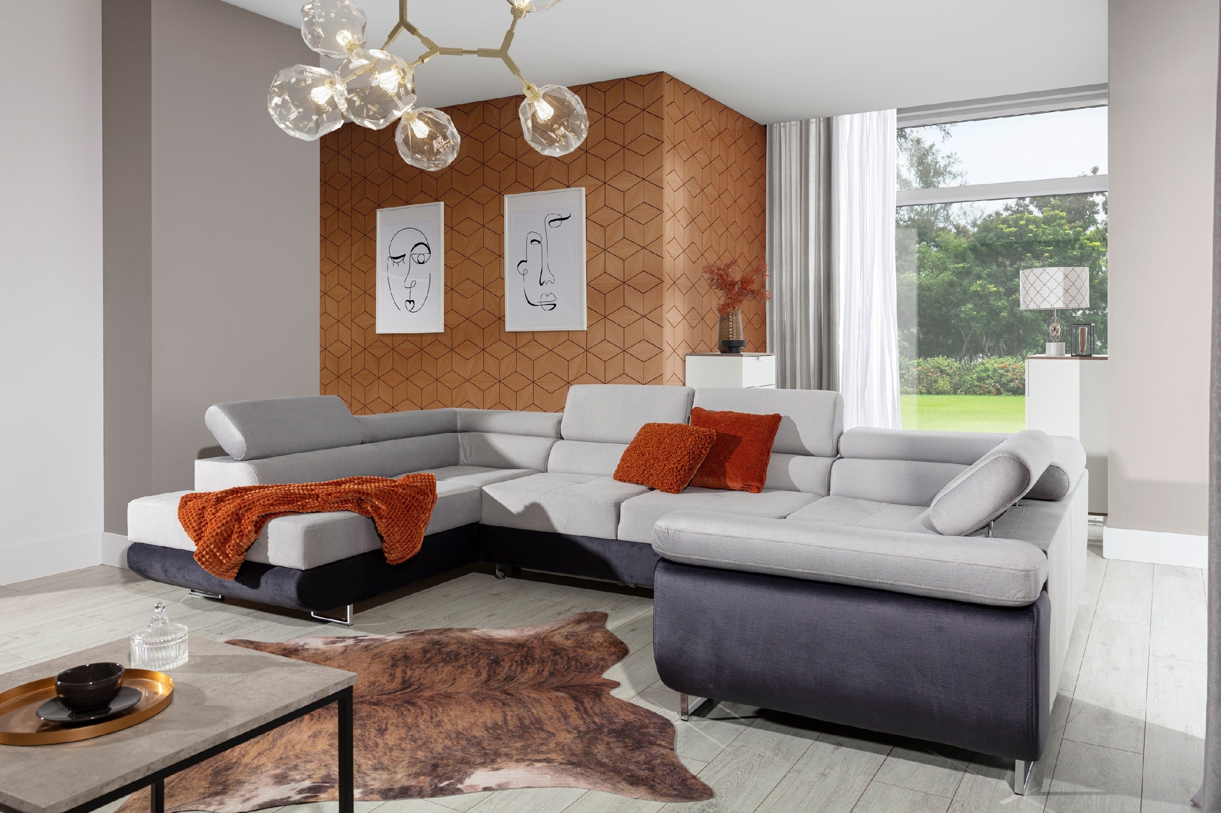 Coltar Extensibil Lettan cu Lada de Depozitare, Sezlong pe Stanga, Tetiere Reglabile, Perne Incluse, l340xA202xH70-90 cm (1)