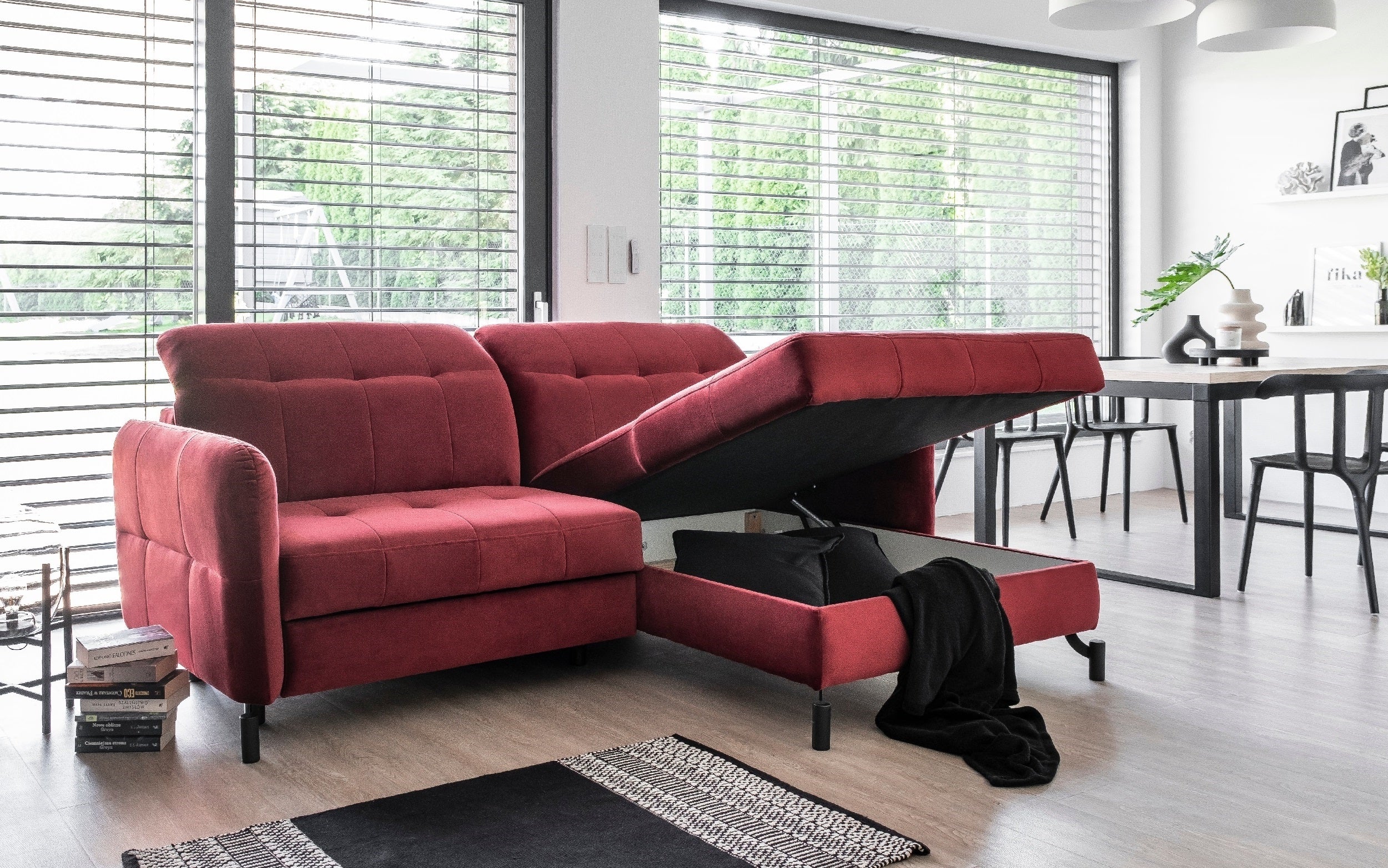 Coltar Extensibil Lorelai cu Lada de Depozitare, Sezlong pe Dreapta, Tetiere Reglabile, l225xA160xH80-105 cm (2)