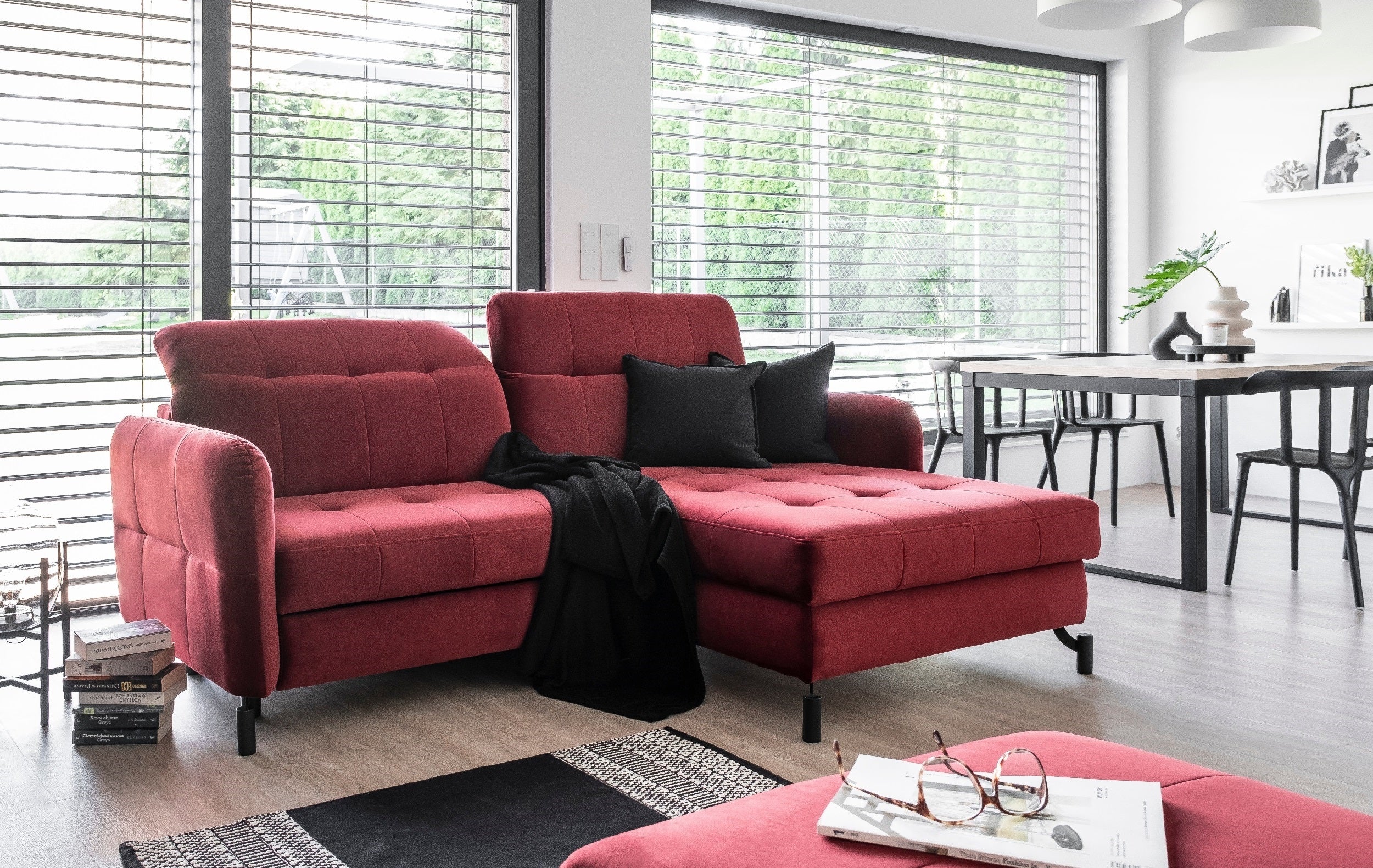 Coltar Extensibil Lorelai cu Lada de Depozitare, Sezlong pe Dreapta, Tetiere Reglabile, l225xA160xH80-105 cm (1)